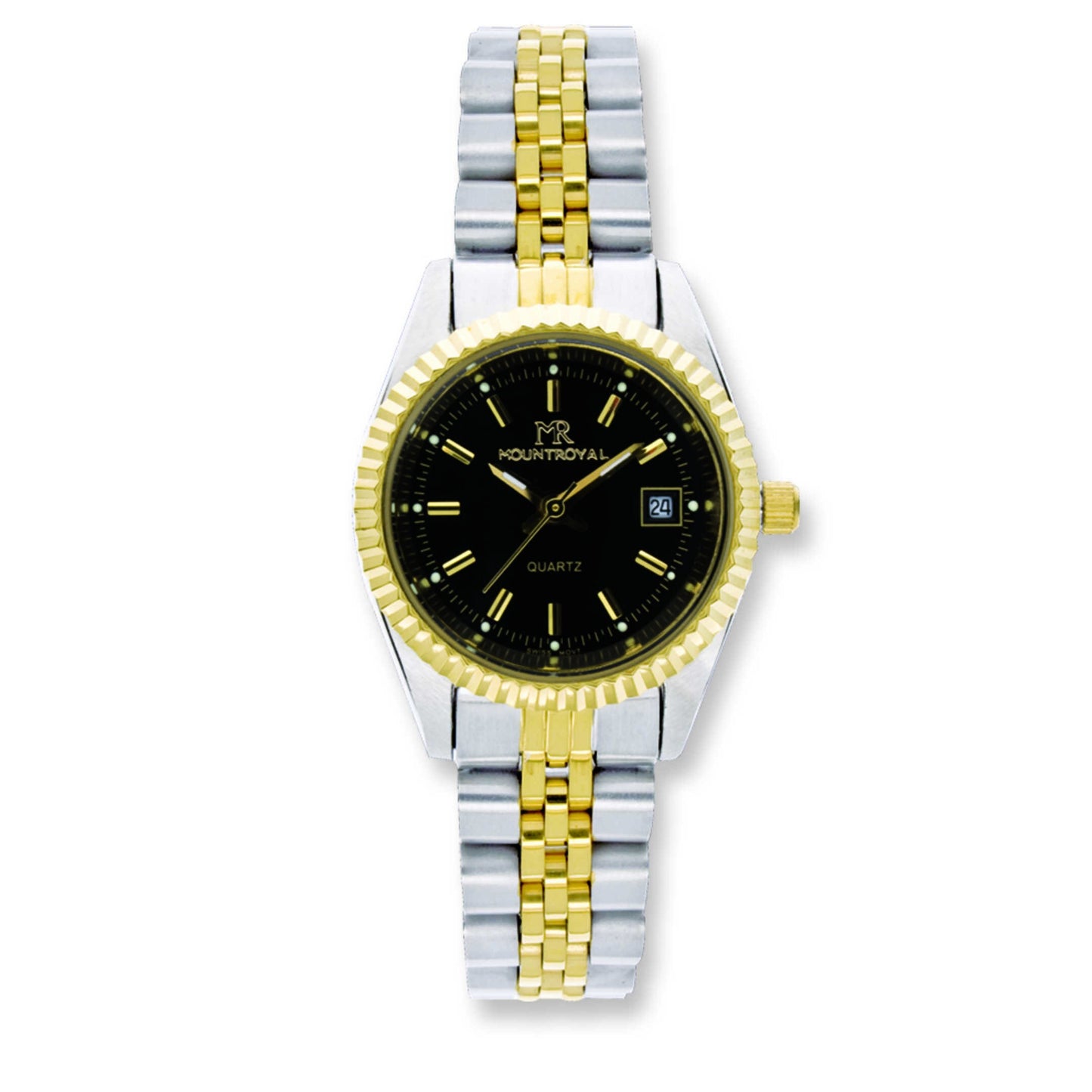 MountRoyal Two-Tone Black Dial Watch