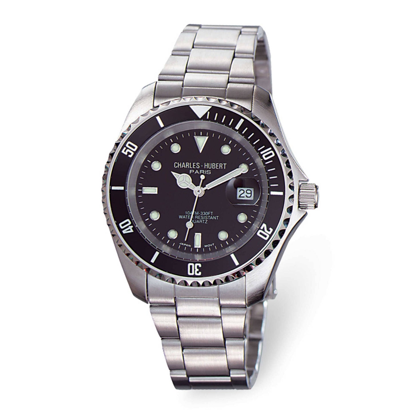 Charles Hubert Stainless Steel Blue or Black Dial with Date Display Watch