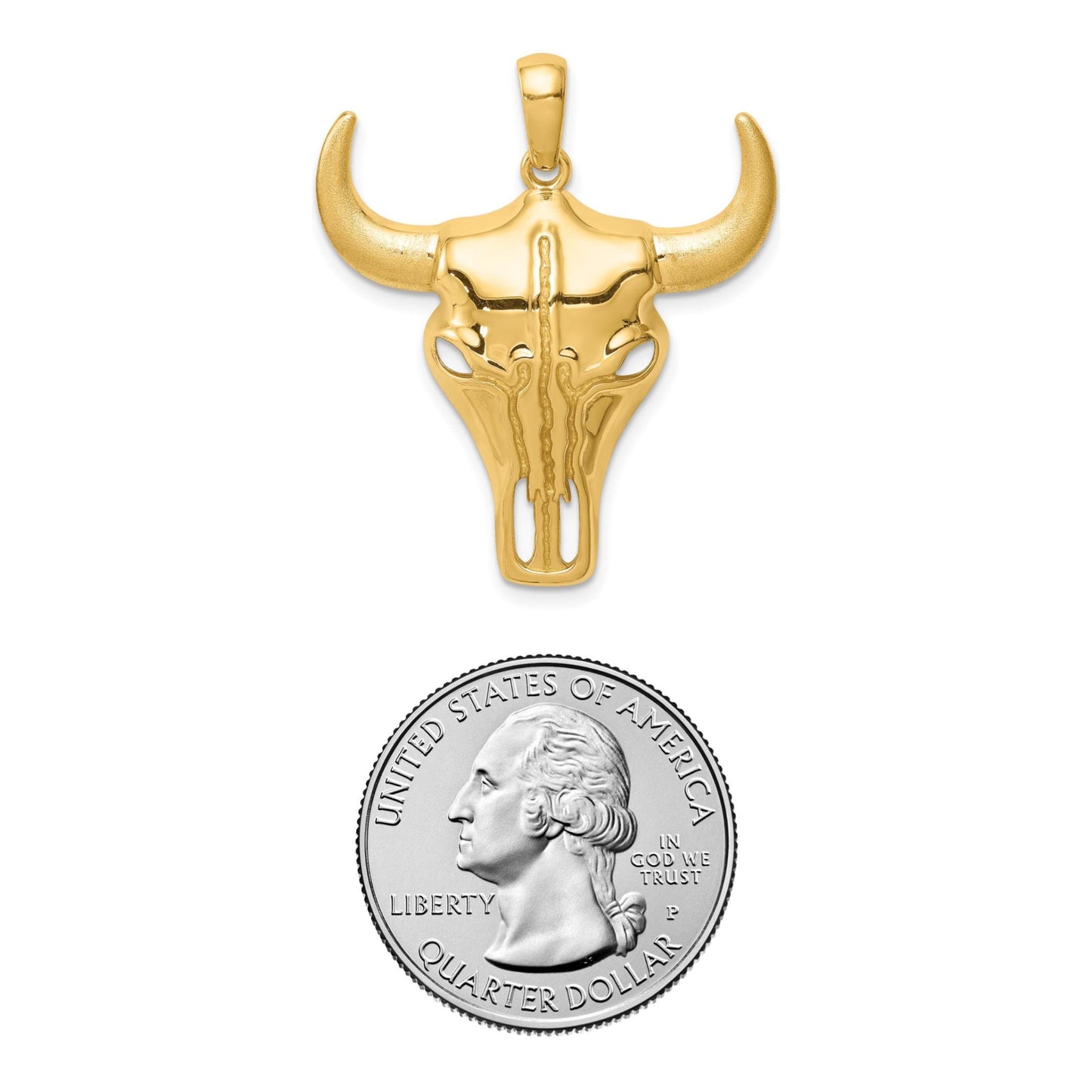 14K Yellow Gold Steer Skull Pendant