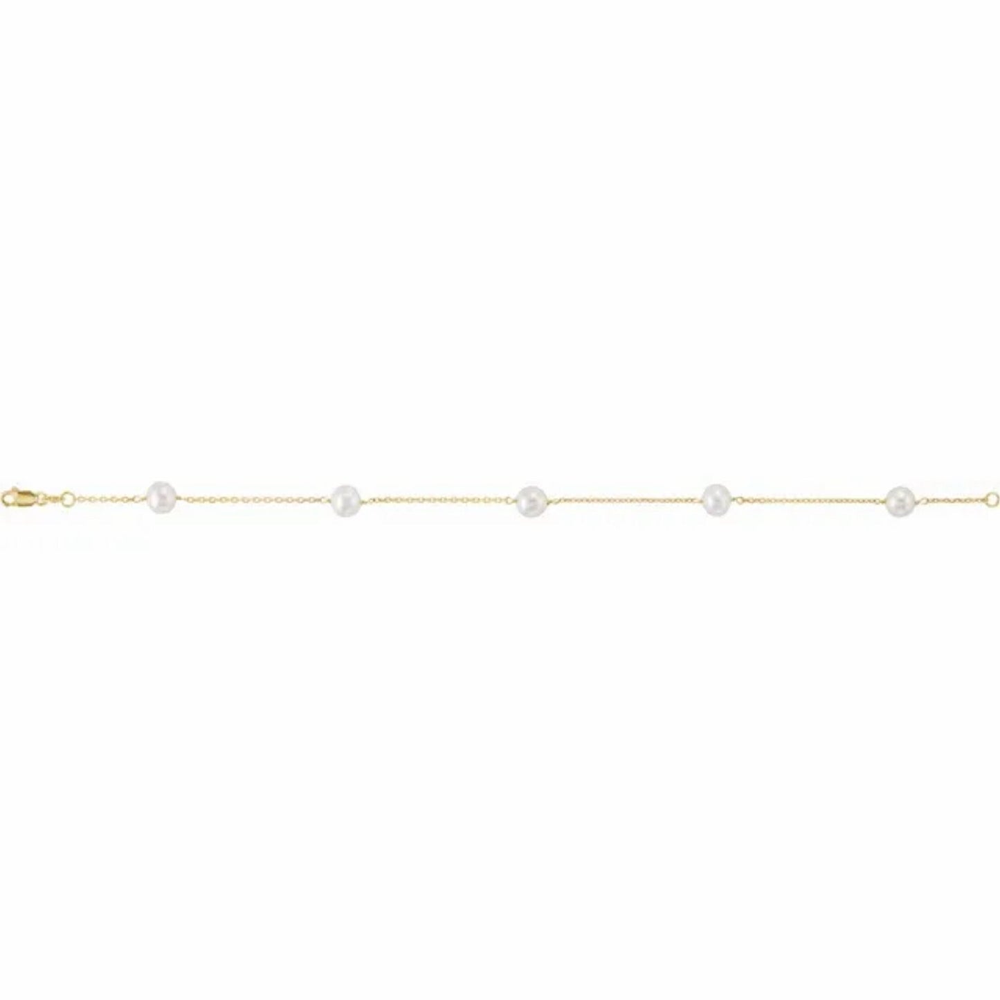 14K Yellow Gold 5-Station Pearl Bracelet