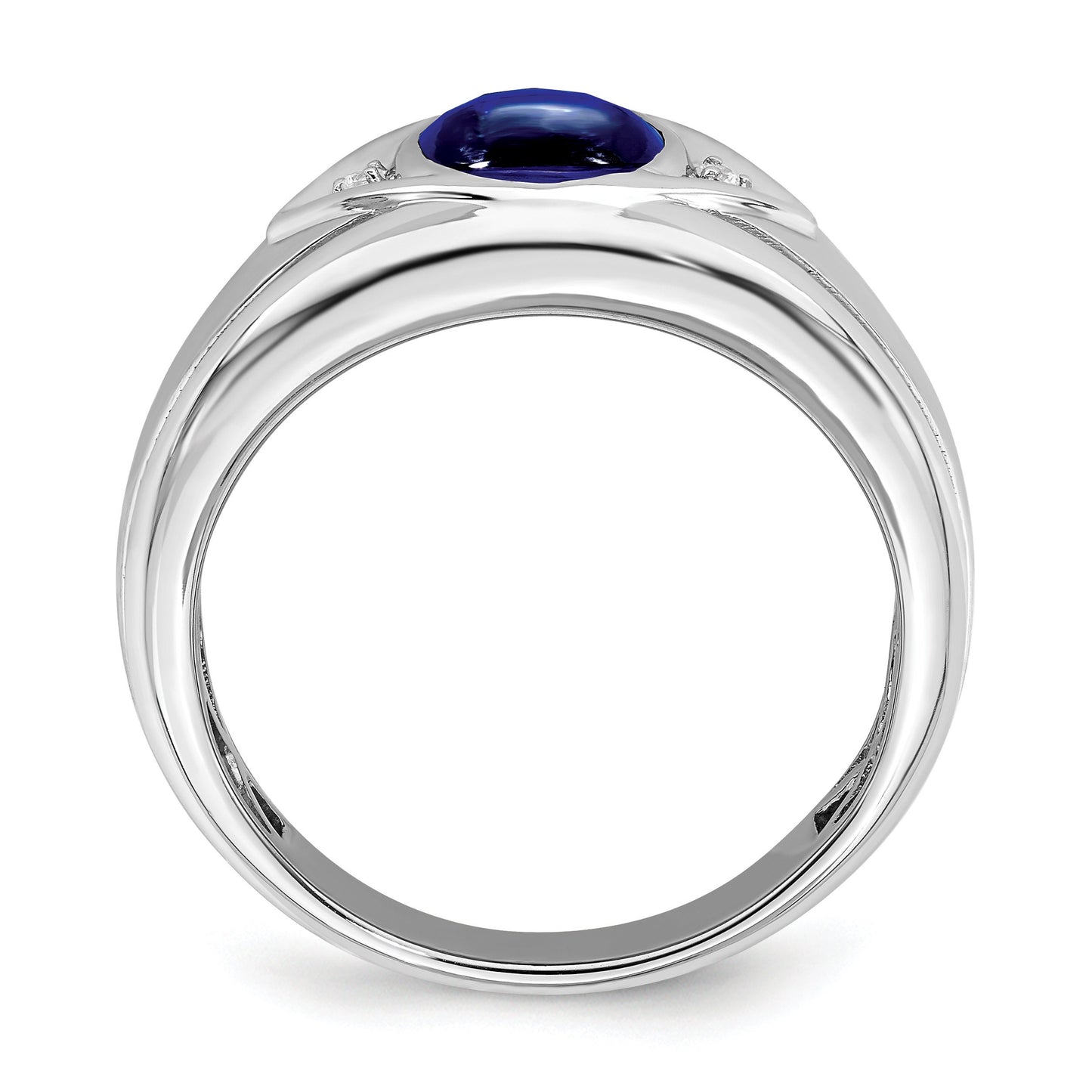 14K Yellow or White Gold and Created Ruby or Created Sapphire Diamond Ring