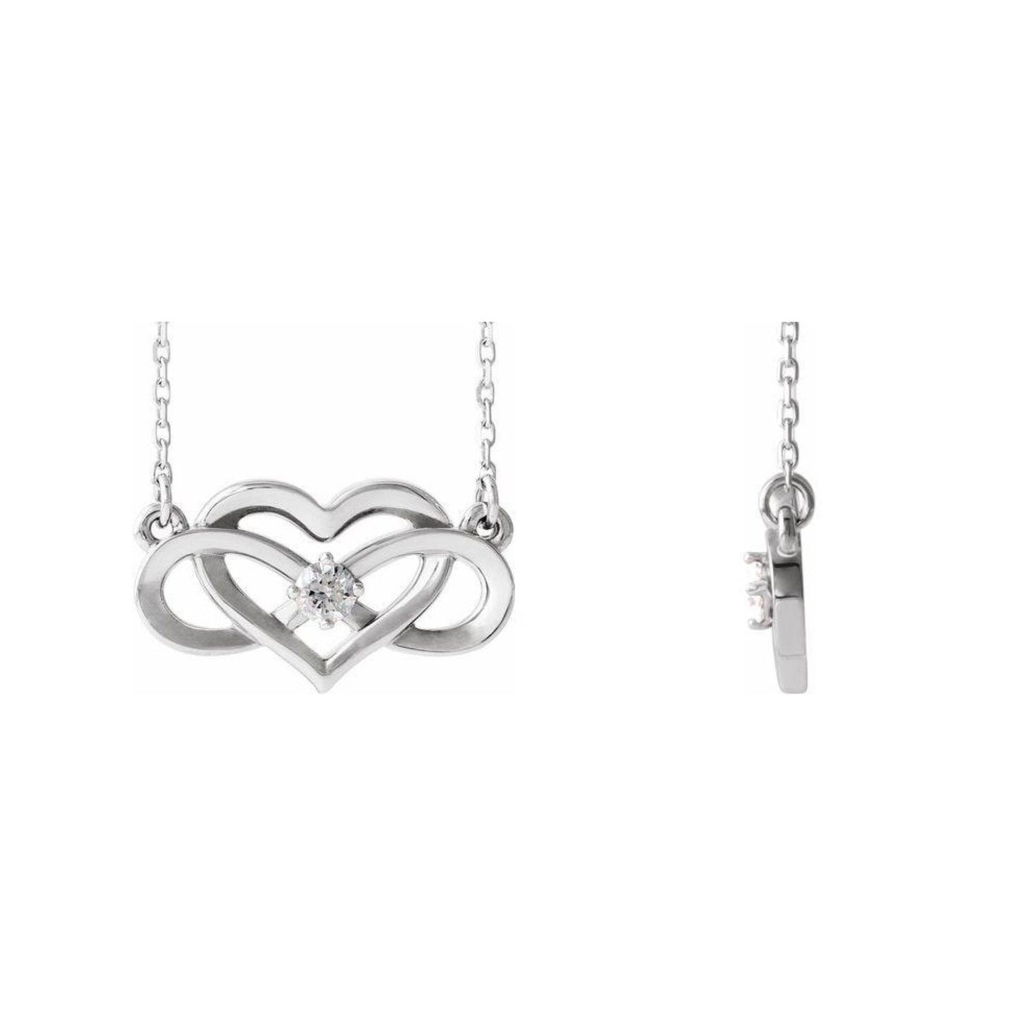 14K Yellow / White / Rose Gold or Platinum and Diamond Infinity-Inspired Heart Necklace
