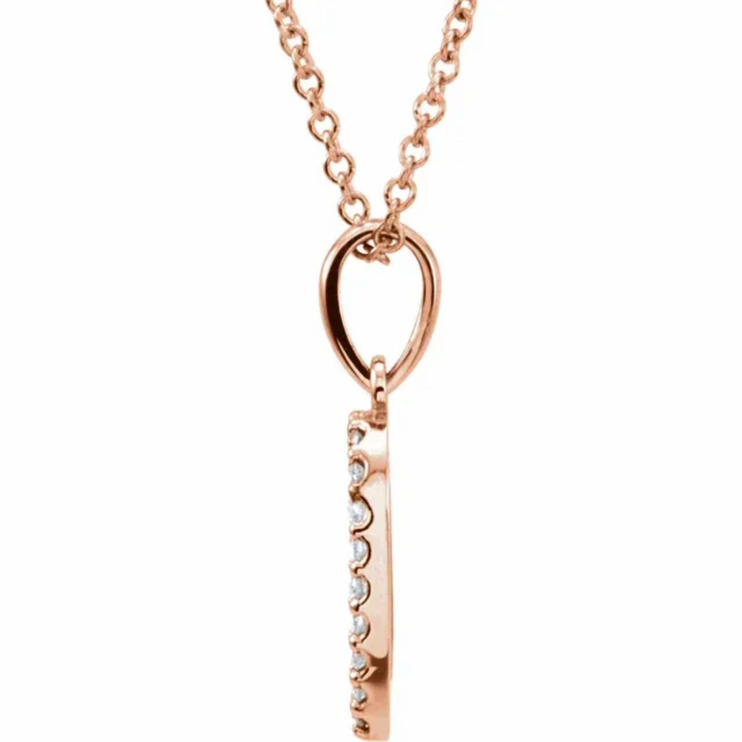 14K Yellow, White, or Rose Gold and Diamond Heart Necklace
