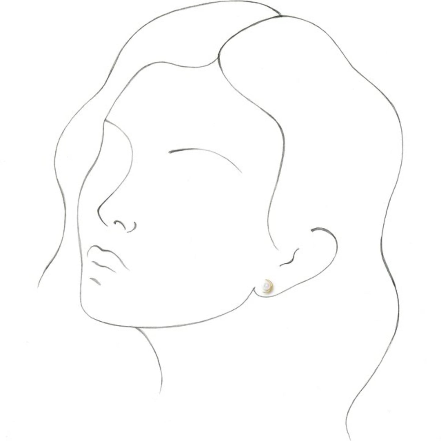 14K Yellow / White / Rose Gold or Platinum and Cultured Freshwater Pearl Crescent Moon Earrings