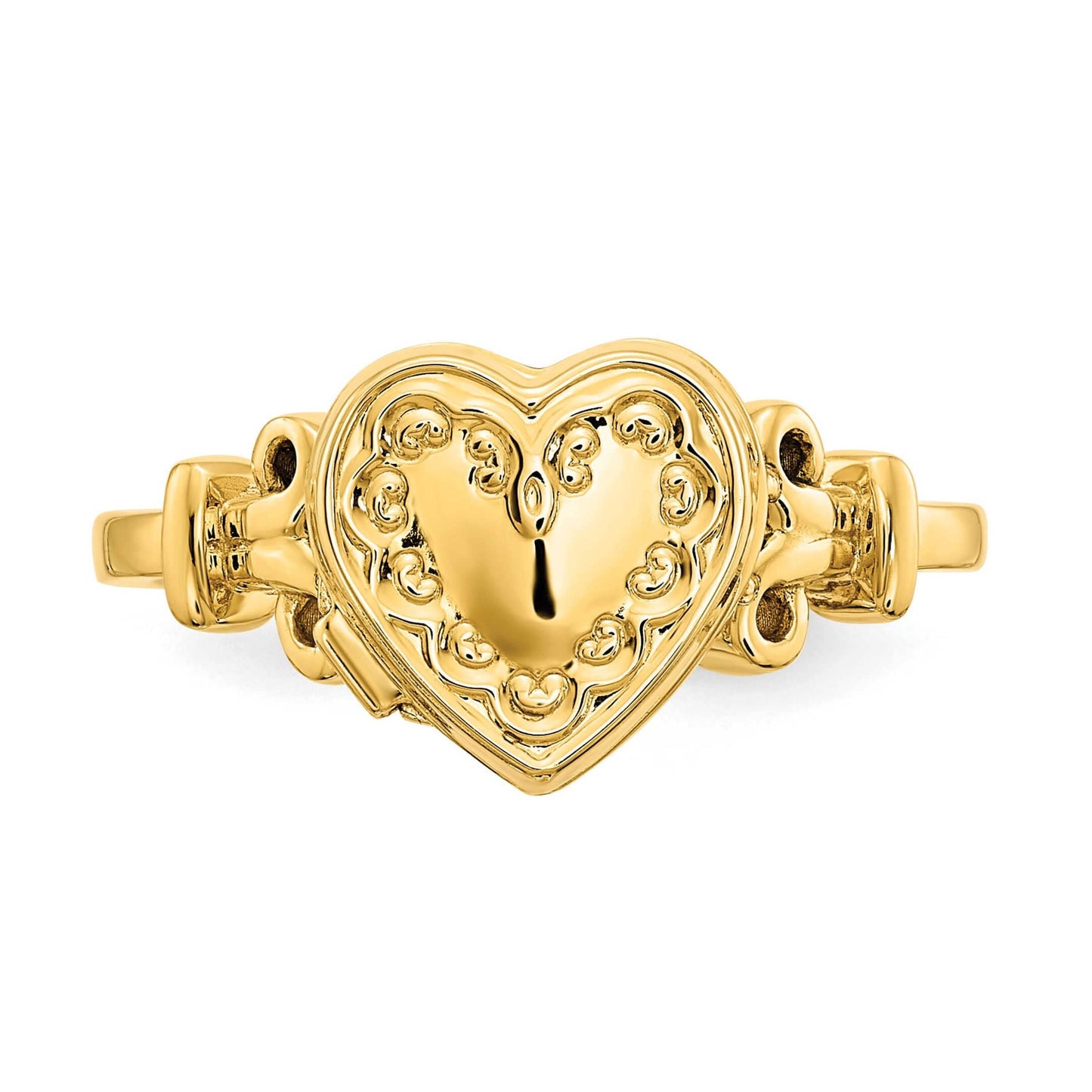 14K Yellow Gold Heart Shape Locket Ring with Elegant Design