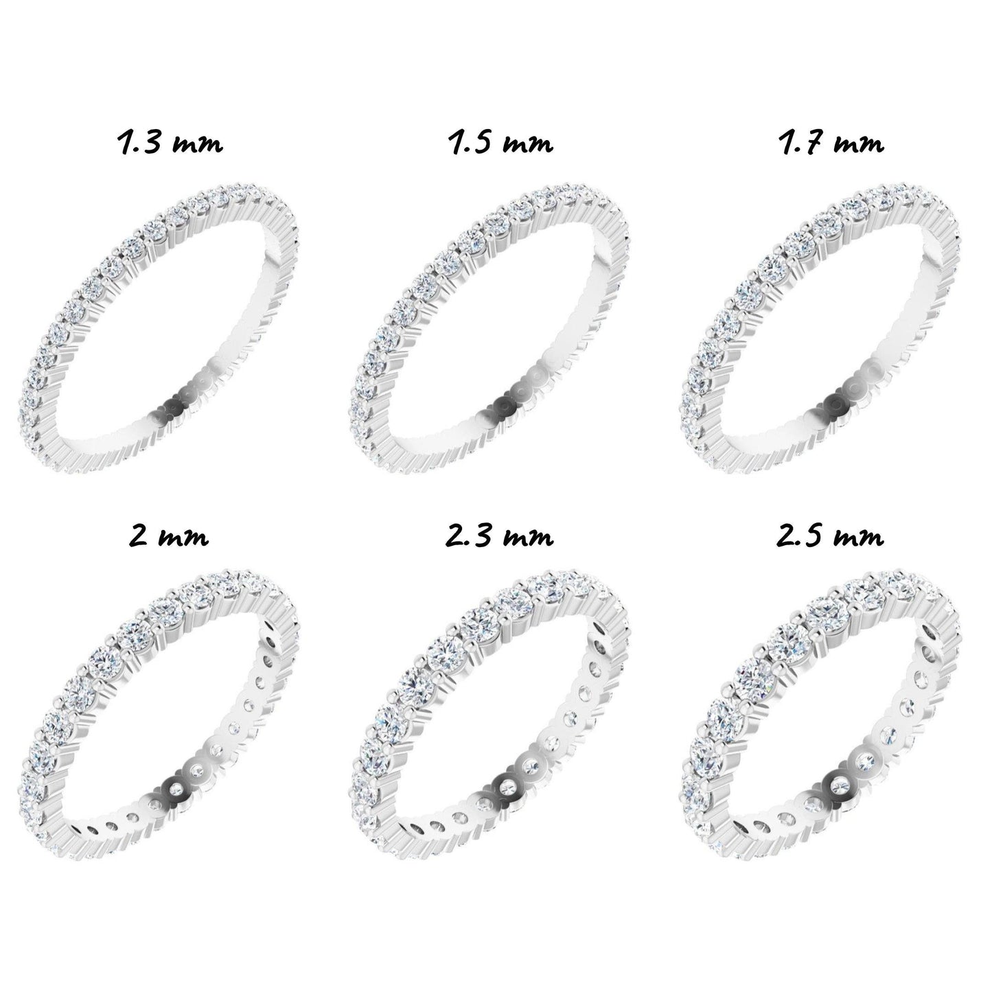 14K Yellow / White / Rose Gold or Platinum Square Diamond Eternity Band