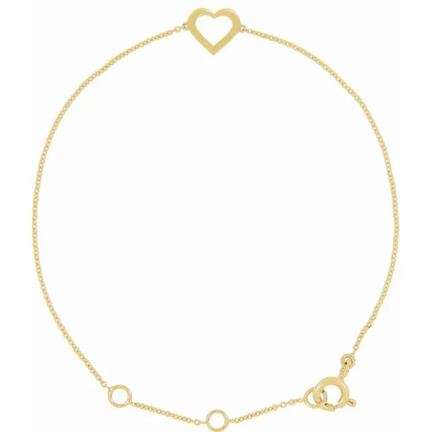 14K Yellow Gold Adjustable Heart Bracelet
