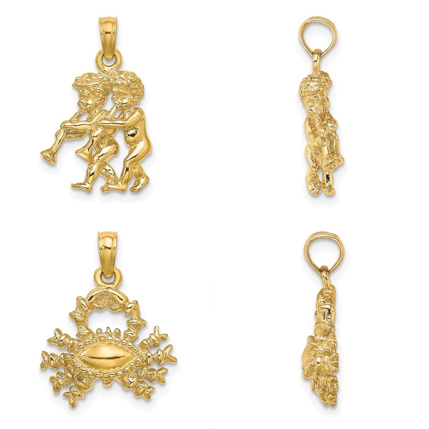 Solid 10K or 14K Yellow Gold 3-D Zodiac Charms