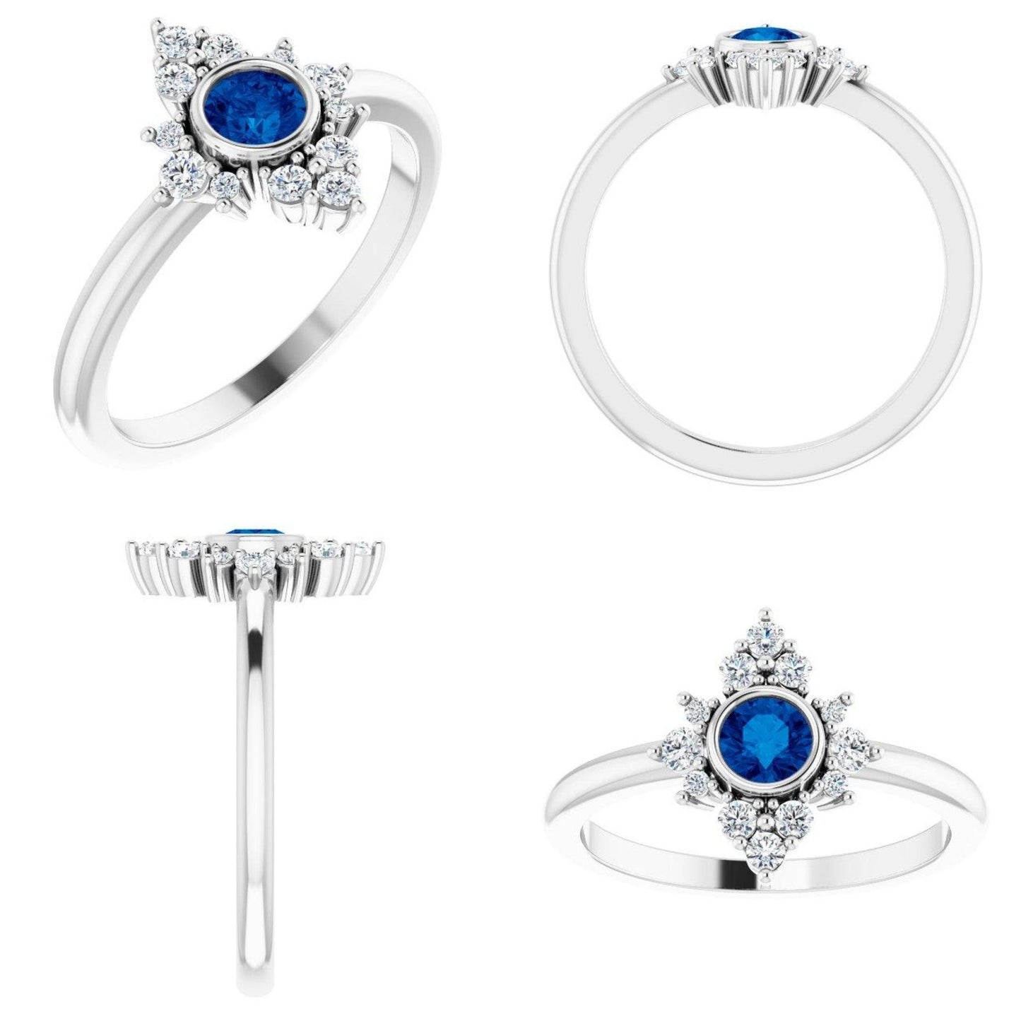 14K Yellow / White / Rose Gold or Platinum Birthstone and Diamond Ring
