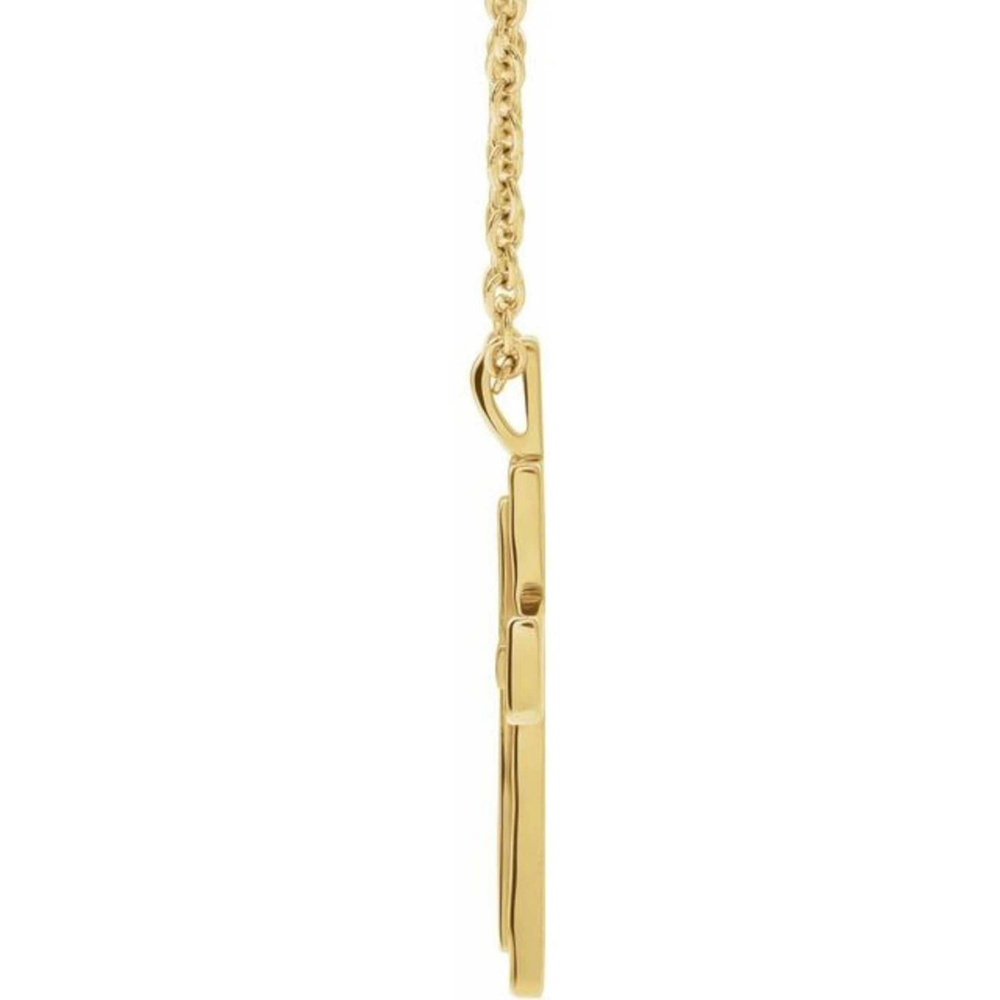 14K Yellow / White / Rose Gold or Platinum Textured Cross Pendant or Necklace