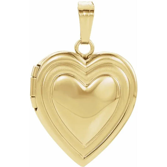14K Yellow Gold Engravable Heart Locket