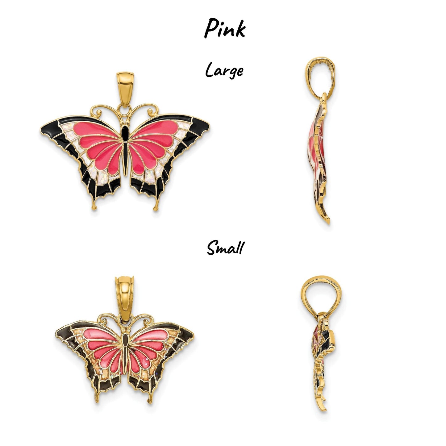 14K Yellow Gold Enameled Butterfly Pendant