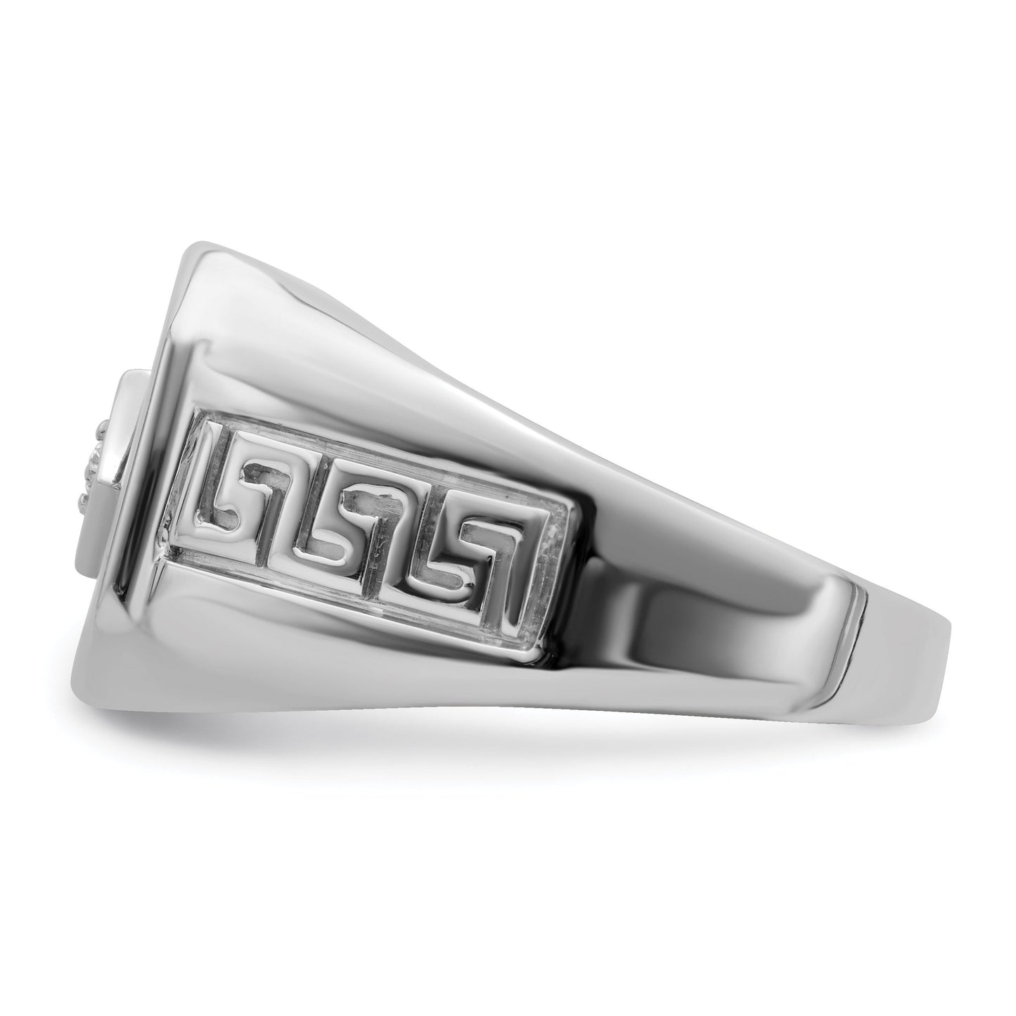 14K Yellow or White Gold and Diamond Onyx Greek Key Meander Design Ring