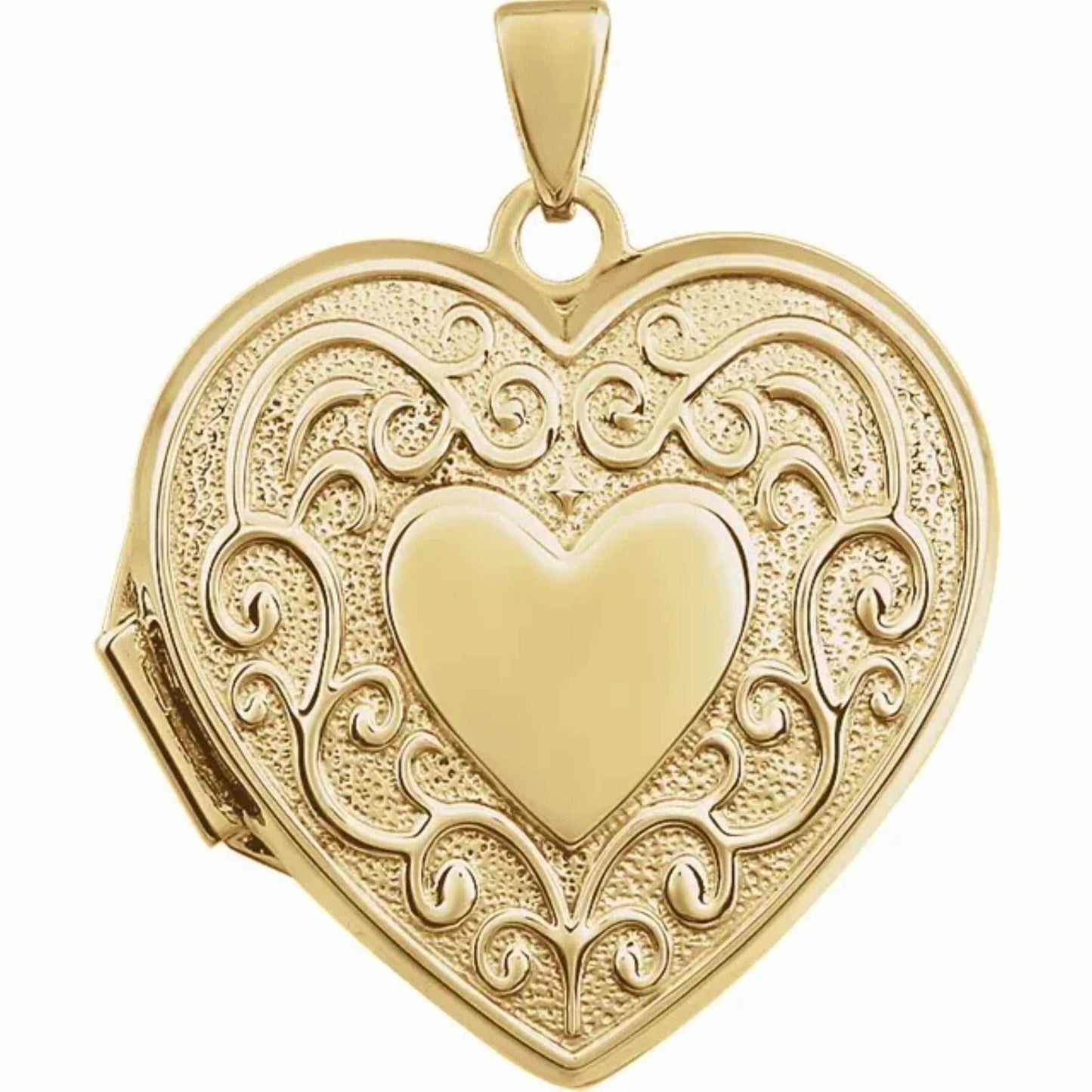 14K Yellow Gold Engravable Heart Shaped Locket