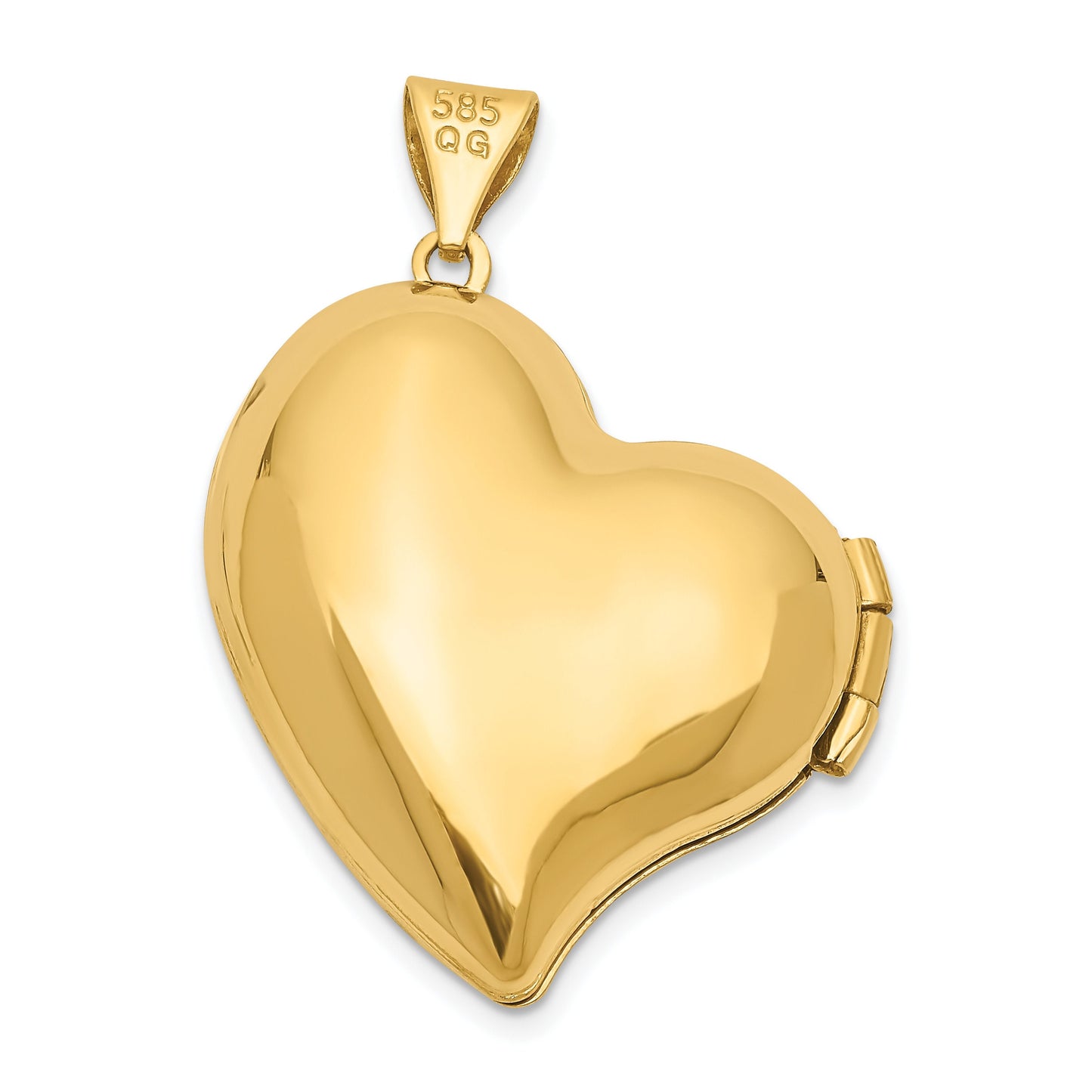 14K Yellow Gold Engravable Heart Shape Locket with Cute and Fancy Design and Floral Border