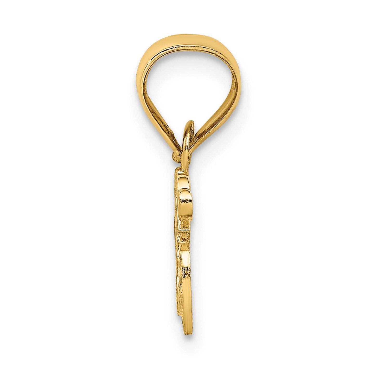 14K Yellow Gold Mom With Heart Charm