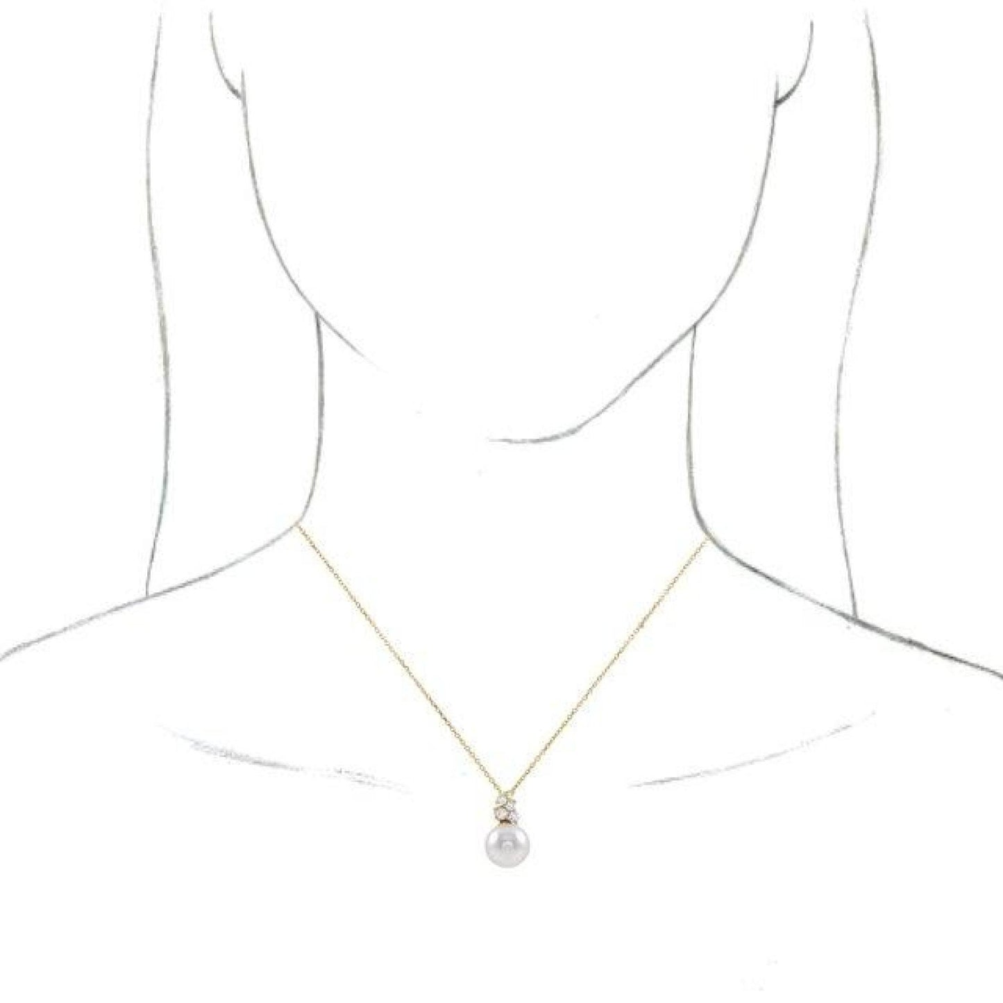 14K Yellow / White / Rose Gold or Platinum Freshwater Cultured Pearl and Diamond Cluster Necklace