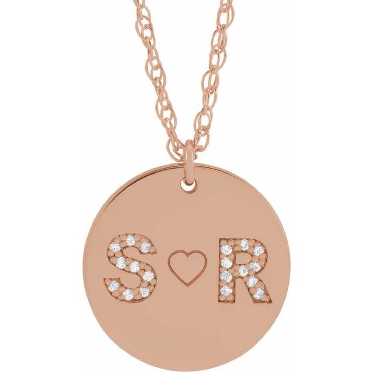 14K Yellow, White, or Rose Gold Personalized Couples Diamond Initial Necklace