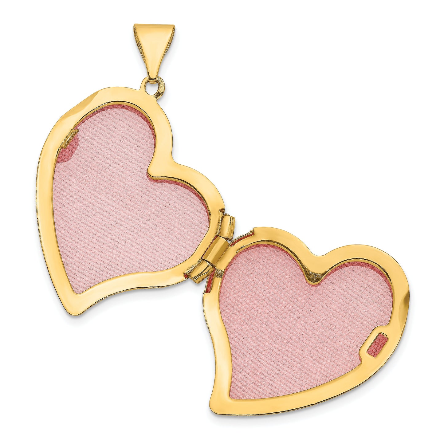 14K Yellow Gold Engravable Heart Shape Locket with Cute and Fancy Design and Floral Border