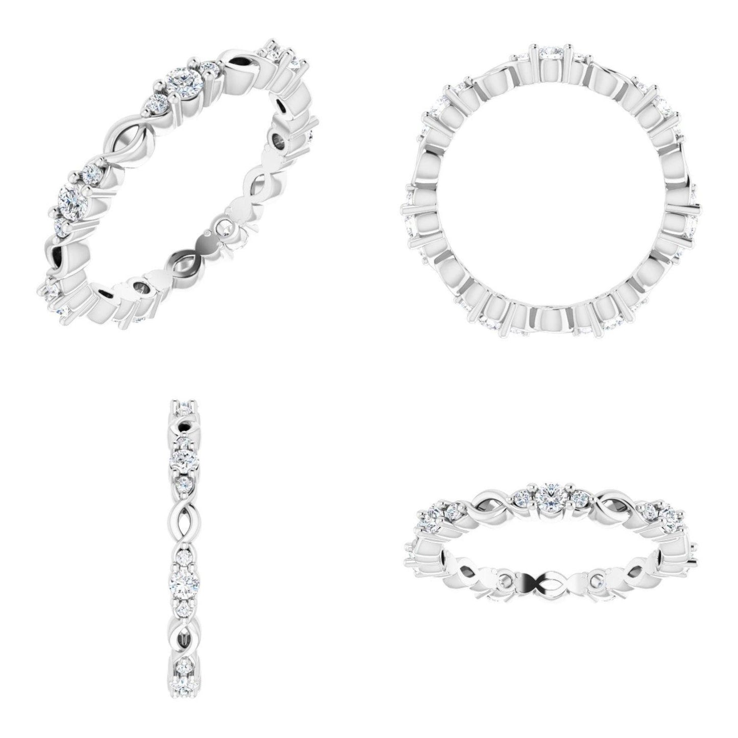 14K Yellow / White / Rose Gold or Platinum Celtic-Inspired Diamond Eternity Band