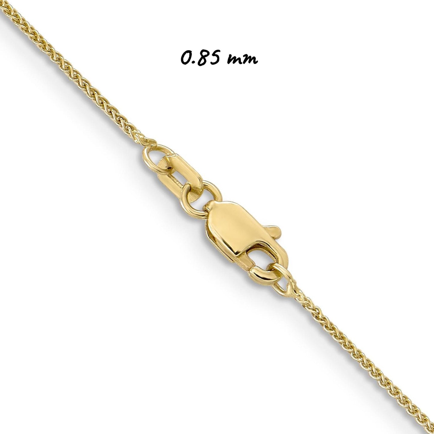 Solid 14K Yellow Gold Spiga Wheat Chain Necklace, 14"-30" Inch, 0.85mm-2.8mm Thick