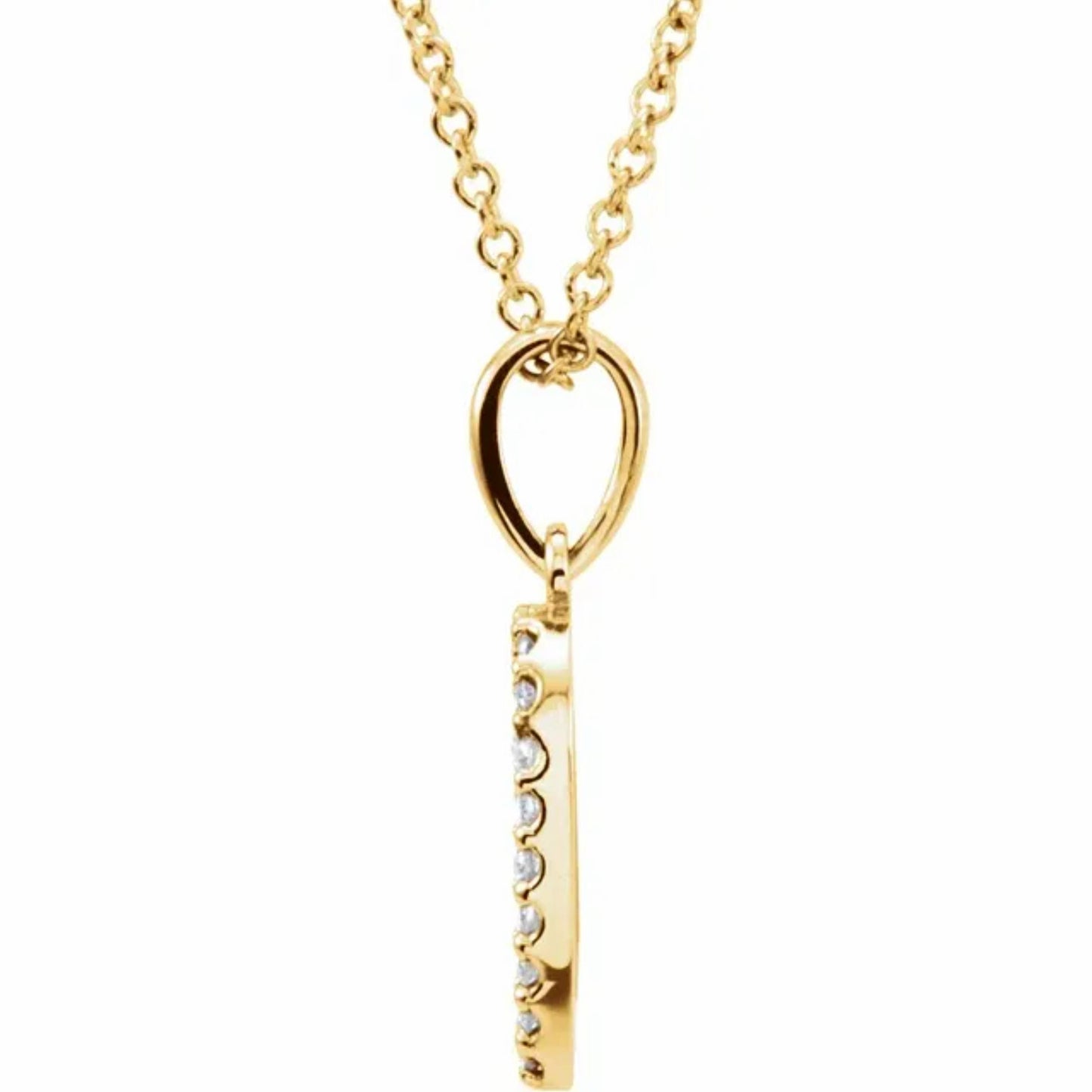 14K Yellow, White, or Rose Gold and Diamond Heart Necklace