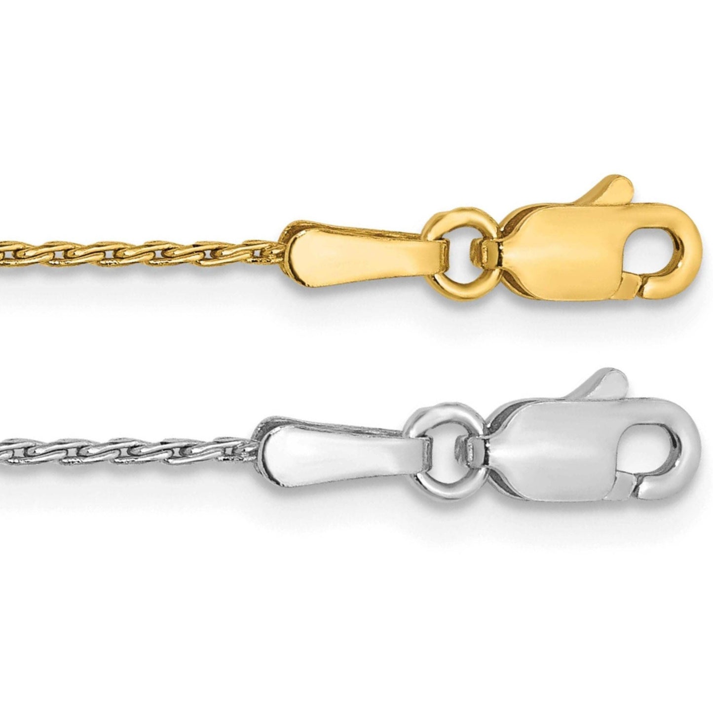 Solid 14K Yellow or White Gold Round Parisian Spiga Wheat Chain Bracelet / Anklet, 7" Inch, 1.0mm Thick