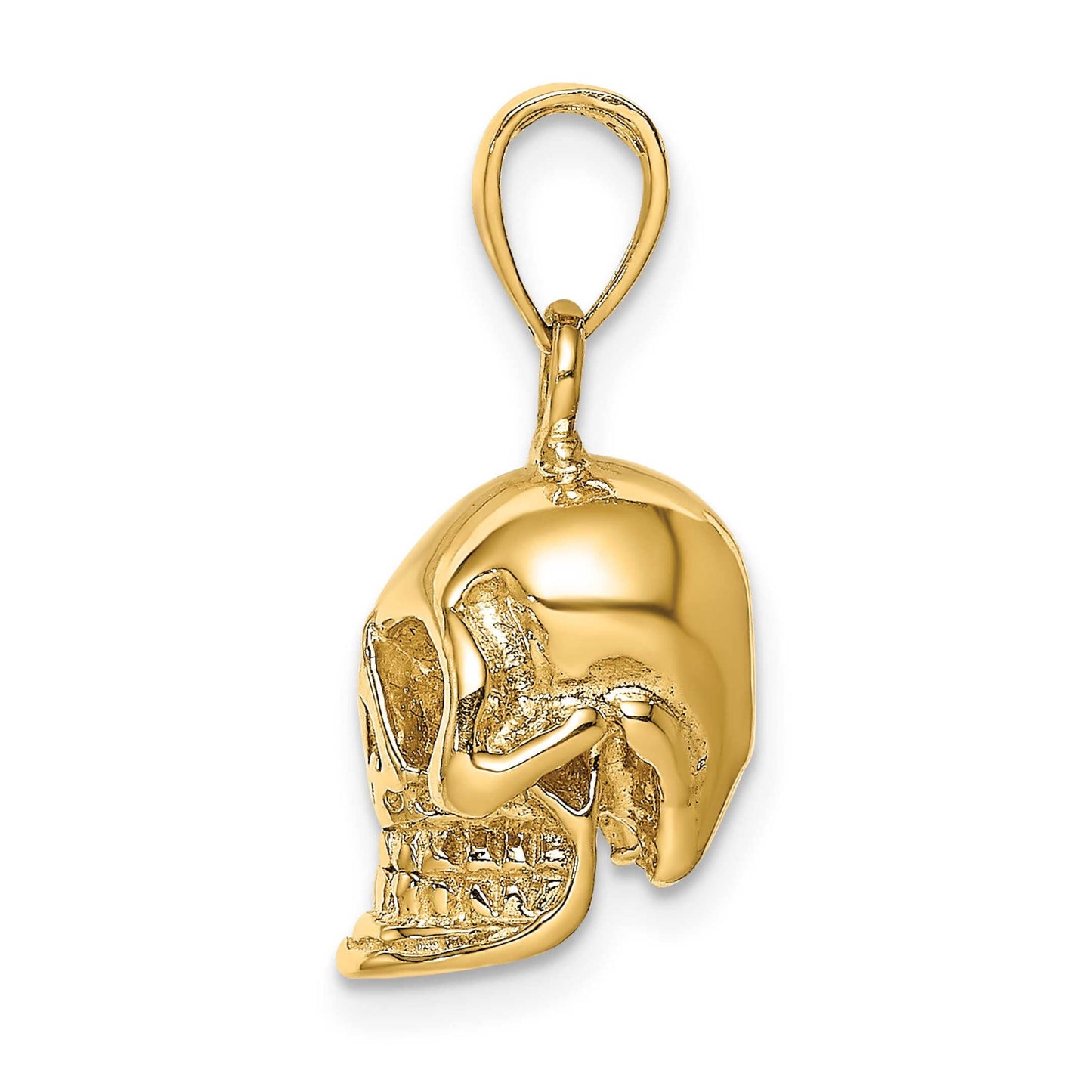 14K Yellow Gold 3D Skull Pendant