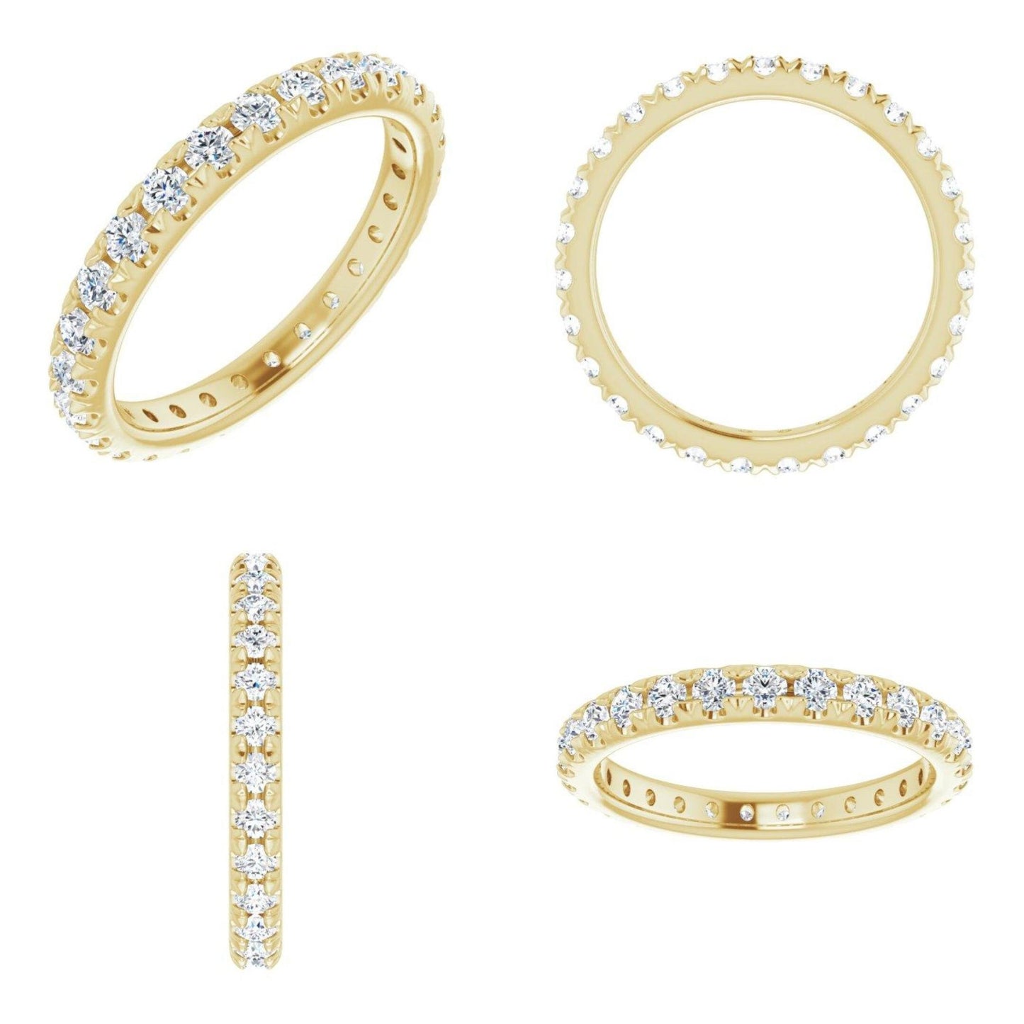14K Yellow / White / Rose Gold or Platinum French Set Diamond Eternity Band