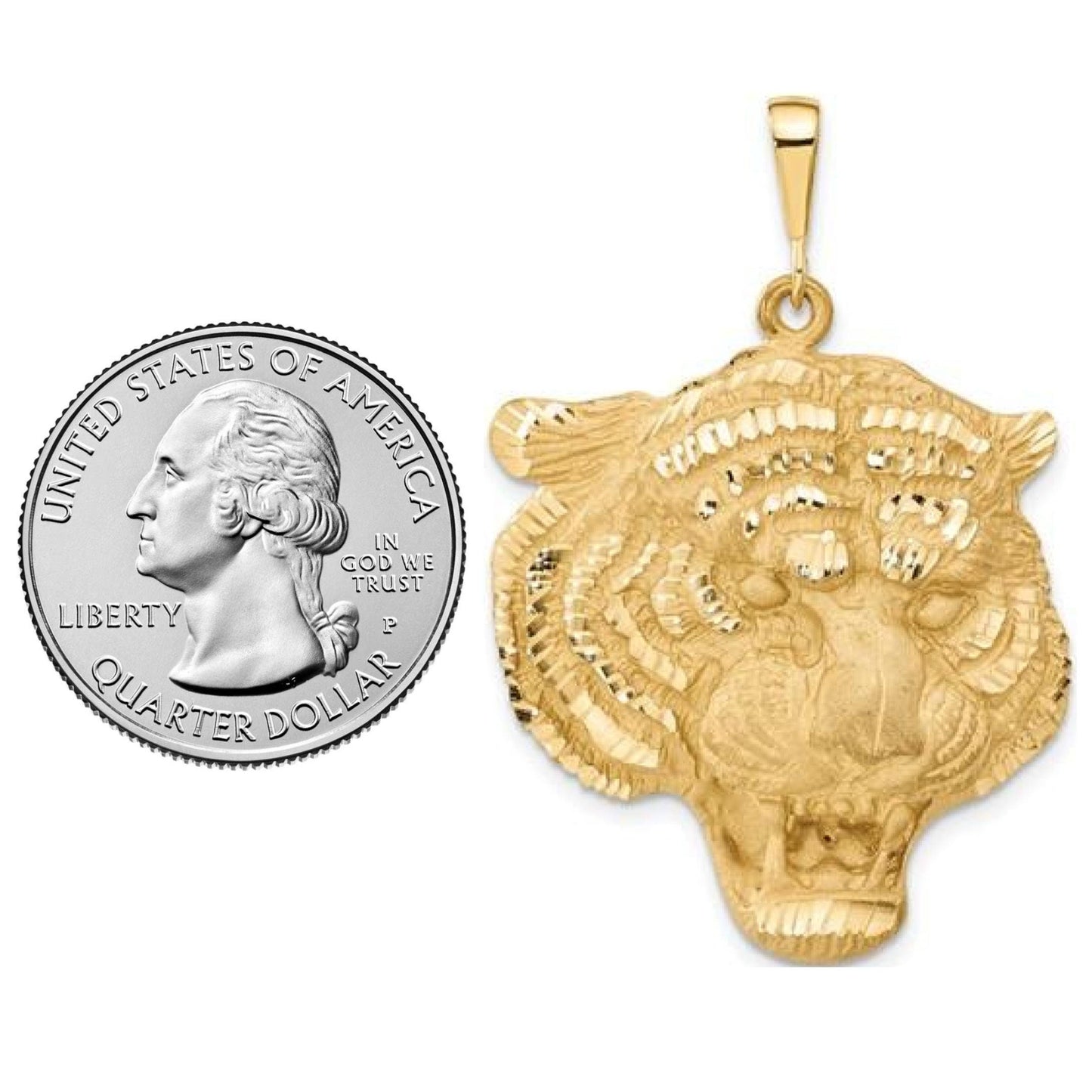 14K Yellow Gold Tigers Head Pendant