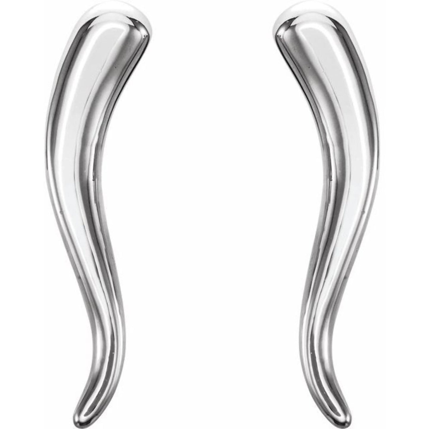 14K Yellow / White / Rose Gold or Platinum Italian Horn Earrings