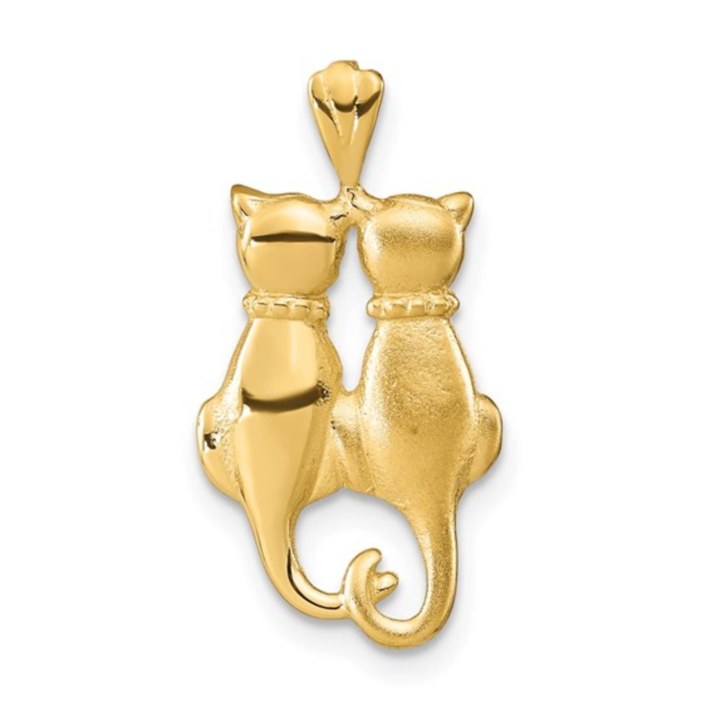 10K / 14K Yellow or Rose Gold Satin & Polished Cats Pendant