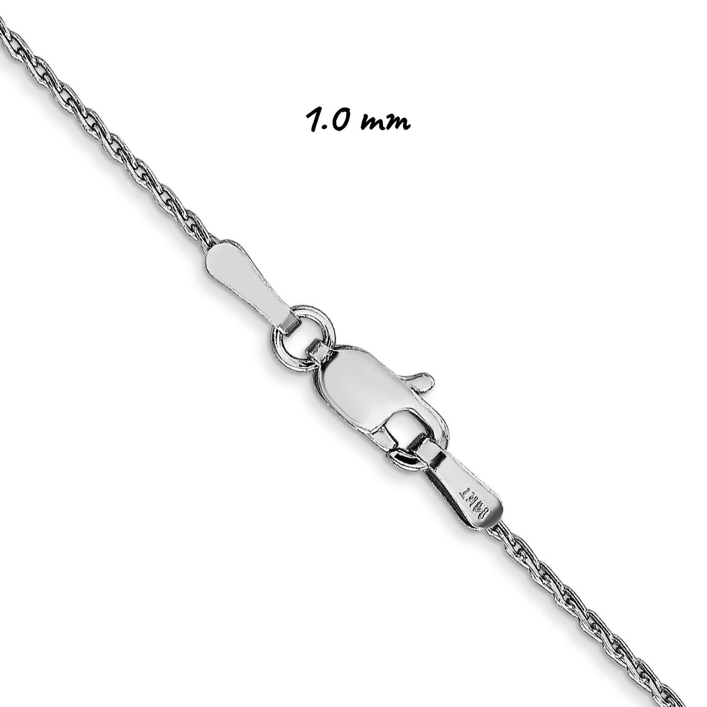 Solid 14K White Gold Round Parisian Spiga Wheat Chain Necklace, 16"-24" Inch, 0.7mm-1.25mm Thick
