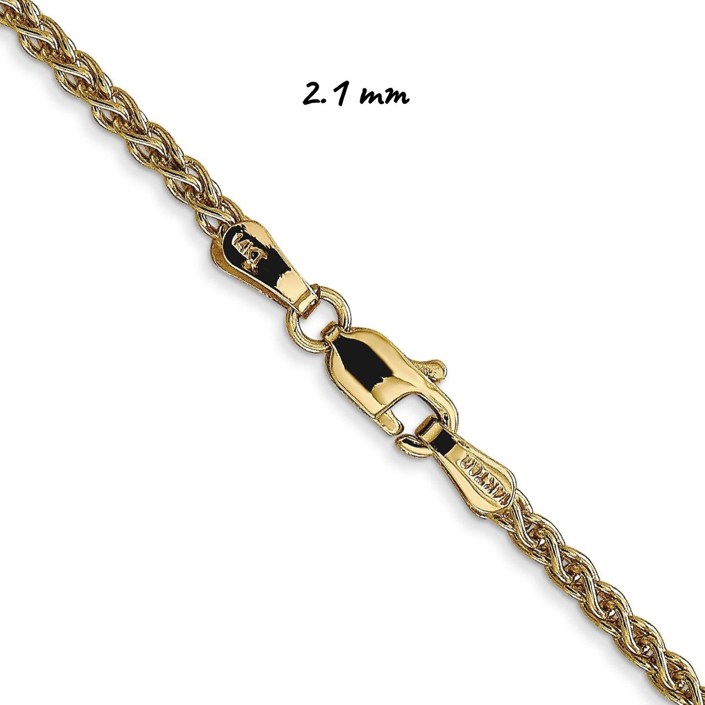 Solid 14K Yellow Gold Spiga Wheat Chain Necklace, 14"-30" Inch, 0.85mm-2.8mm Thick