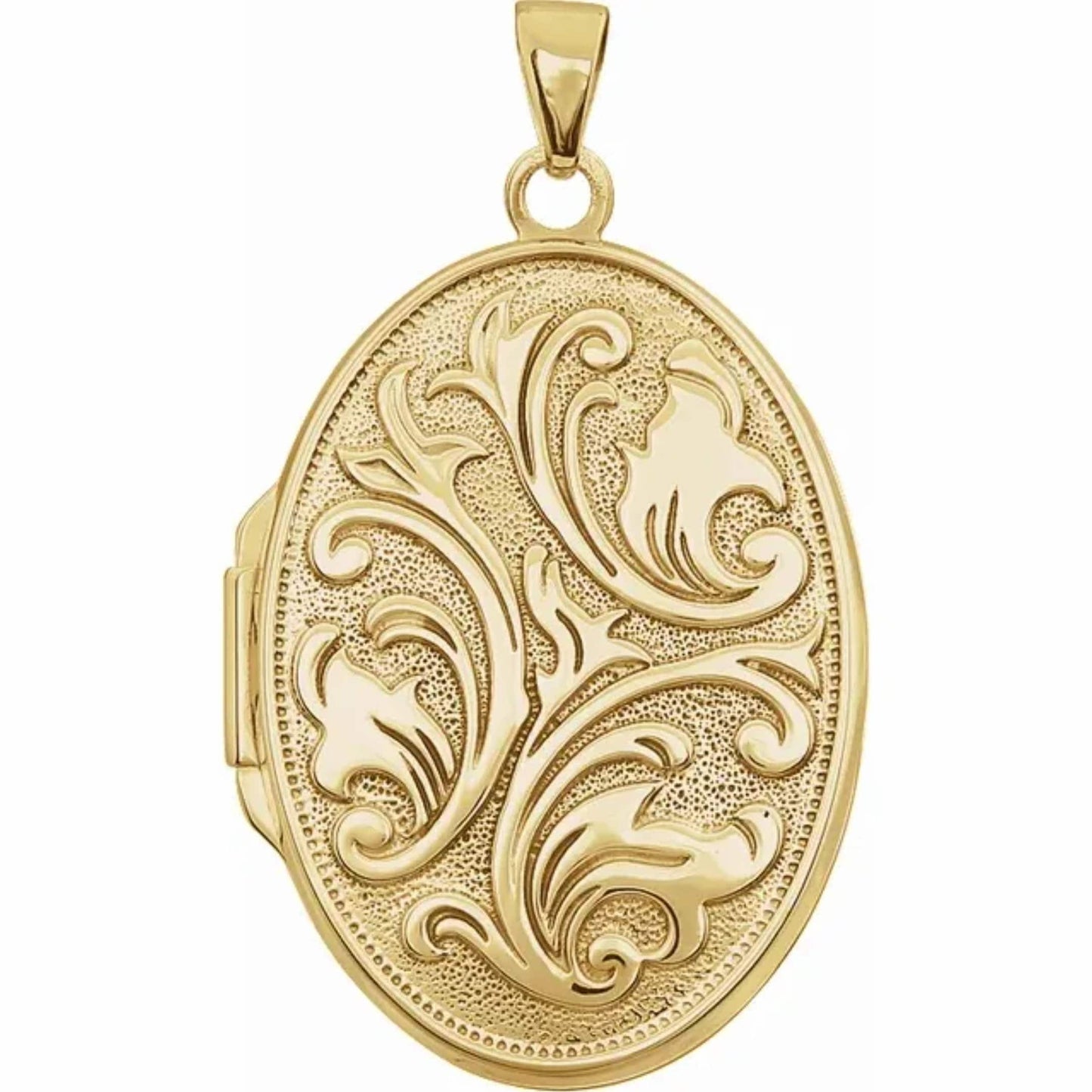14K Yellow Gold Oval Embossed Locket