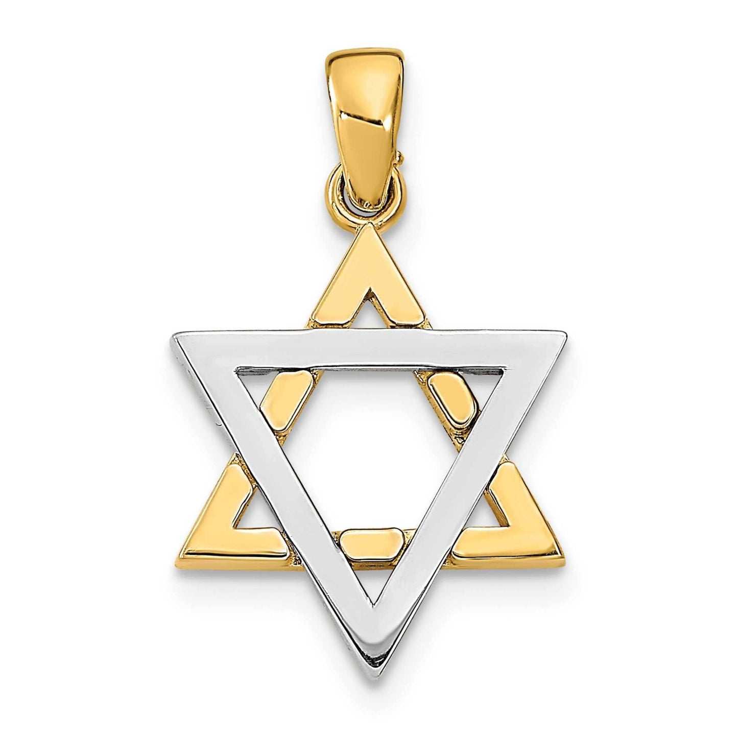14K Yellow and White Gold Two-Tone Star of David Charm