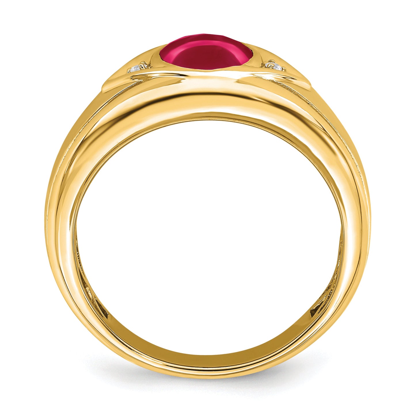 14K Yellow or White Gold and Created Ruby or Created Sapphire Diamond Ring