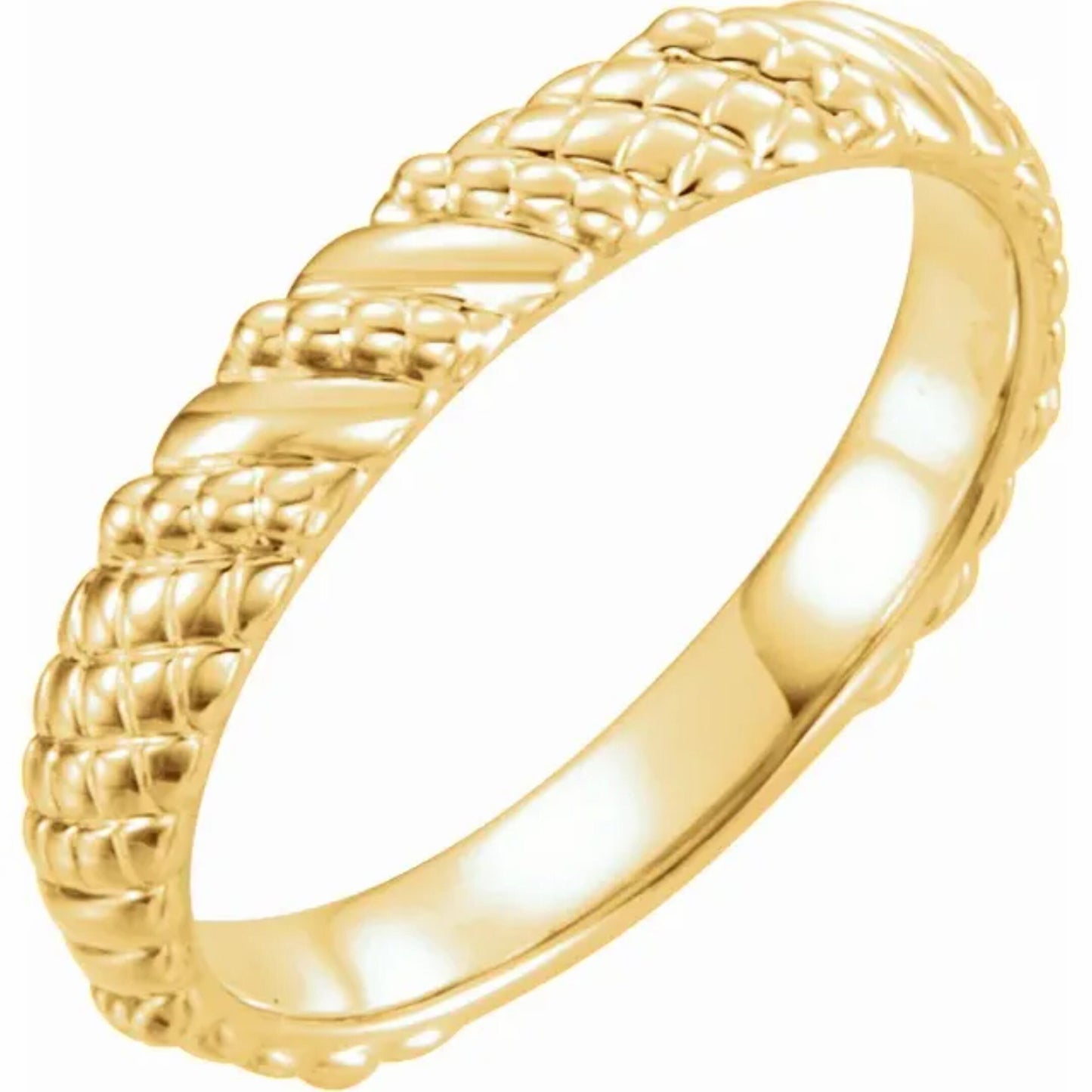 14K Yellow / White / Rose Gold or Platinum Textured Stackable Ring
