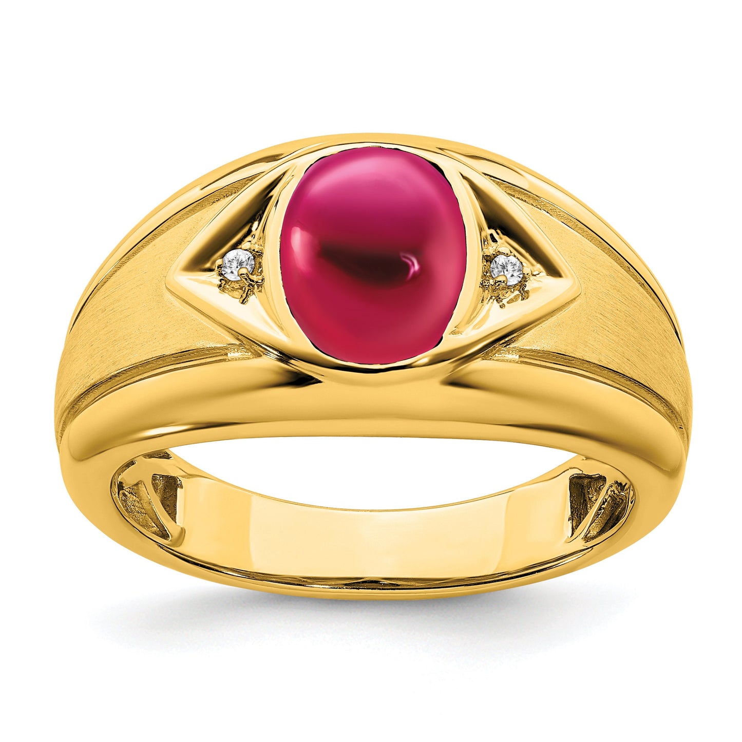 14K Yellow or White Gold and Created Ruby or Created Sapphire Diamond Ring
