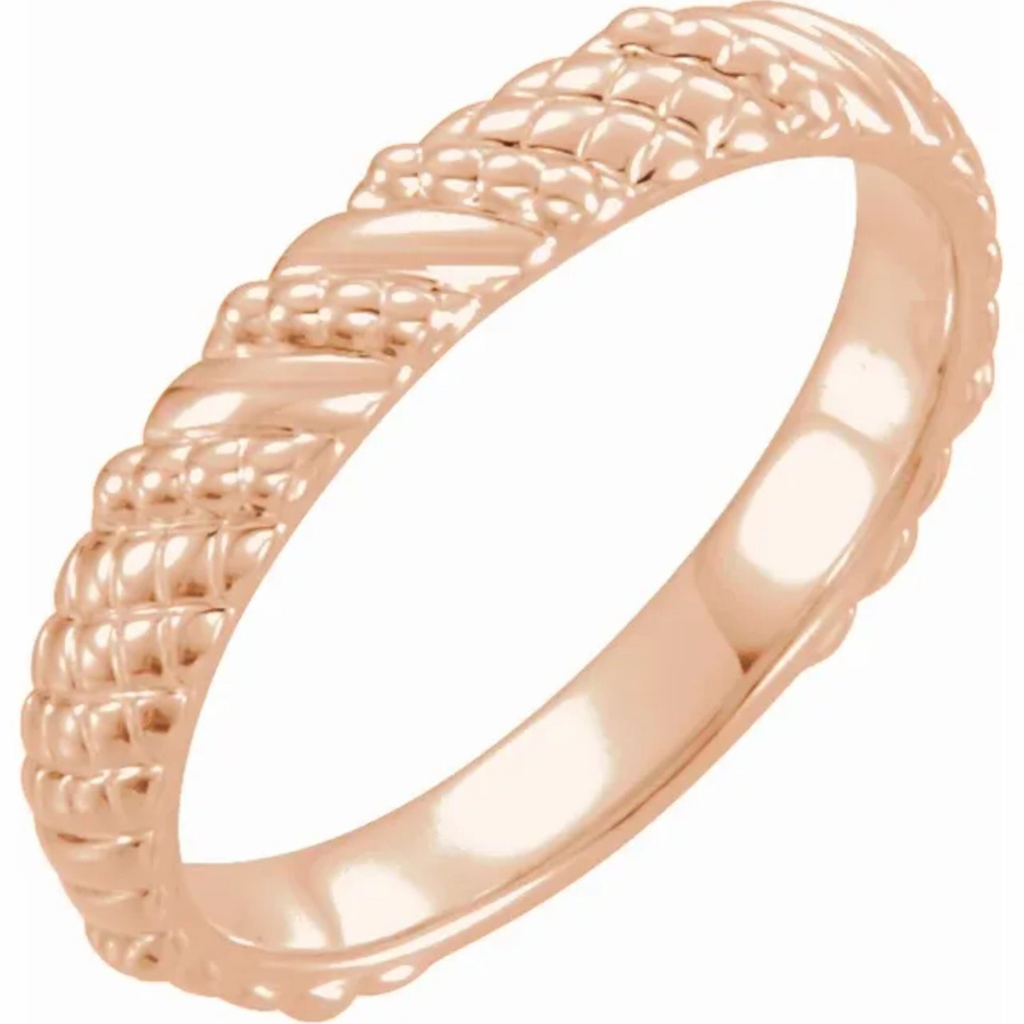 14K Yellow / White / Rose Gold or Platinum Textured Stackable Ring