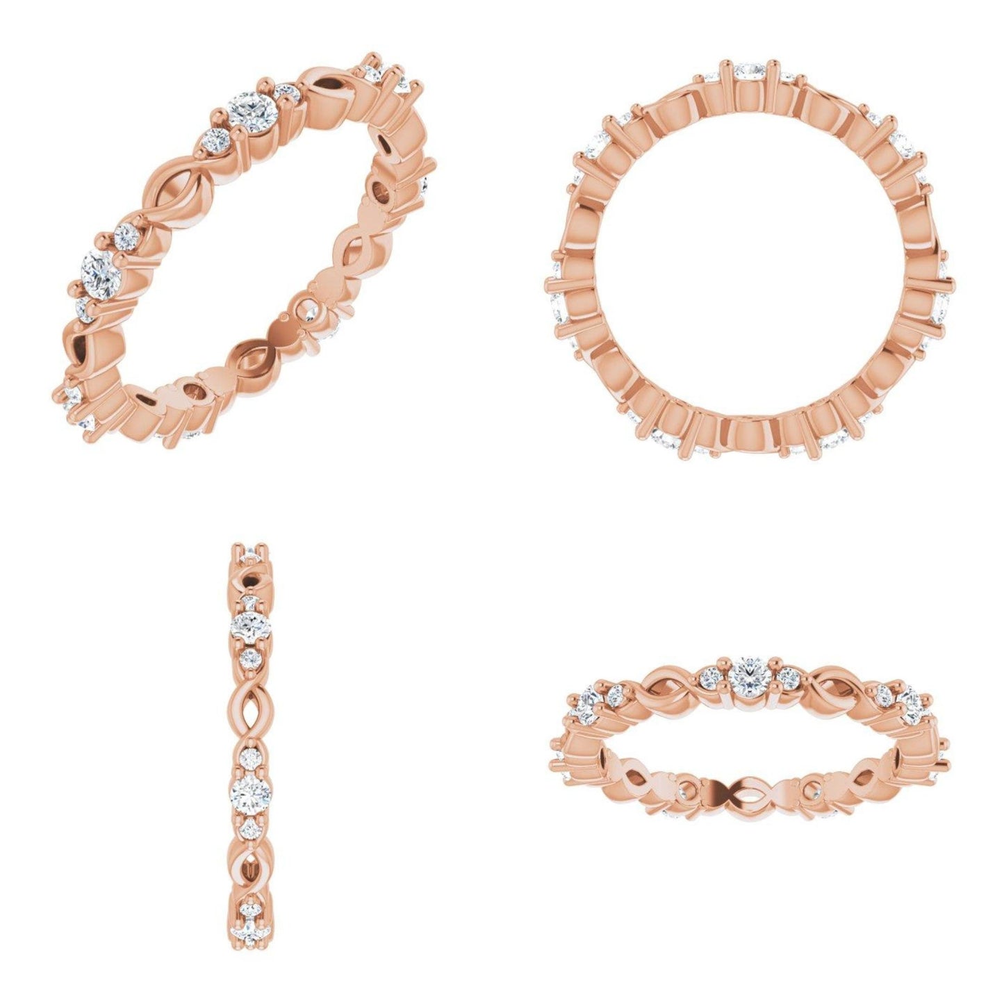 14K Yellow / White / Rose Gold or Platinum Celtic-Inspired Diamond Eternity Band