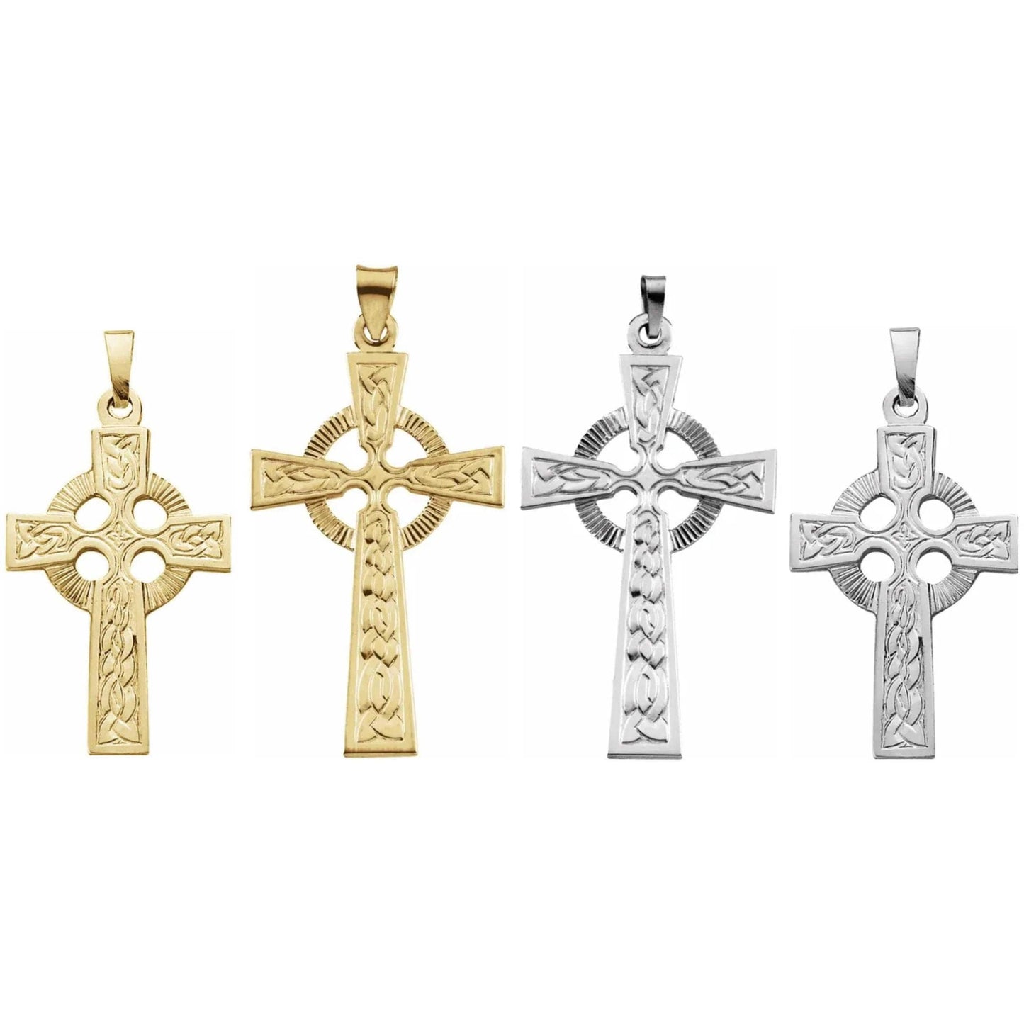 14K Yellow or White Gold Fancy Celtic Cross Pendant