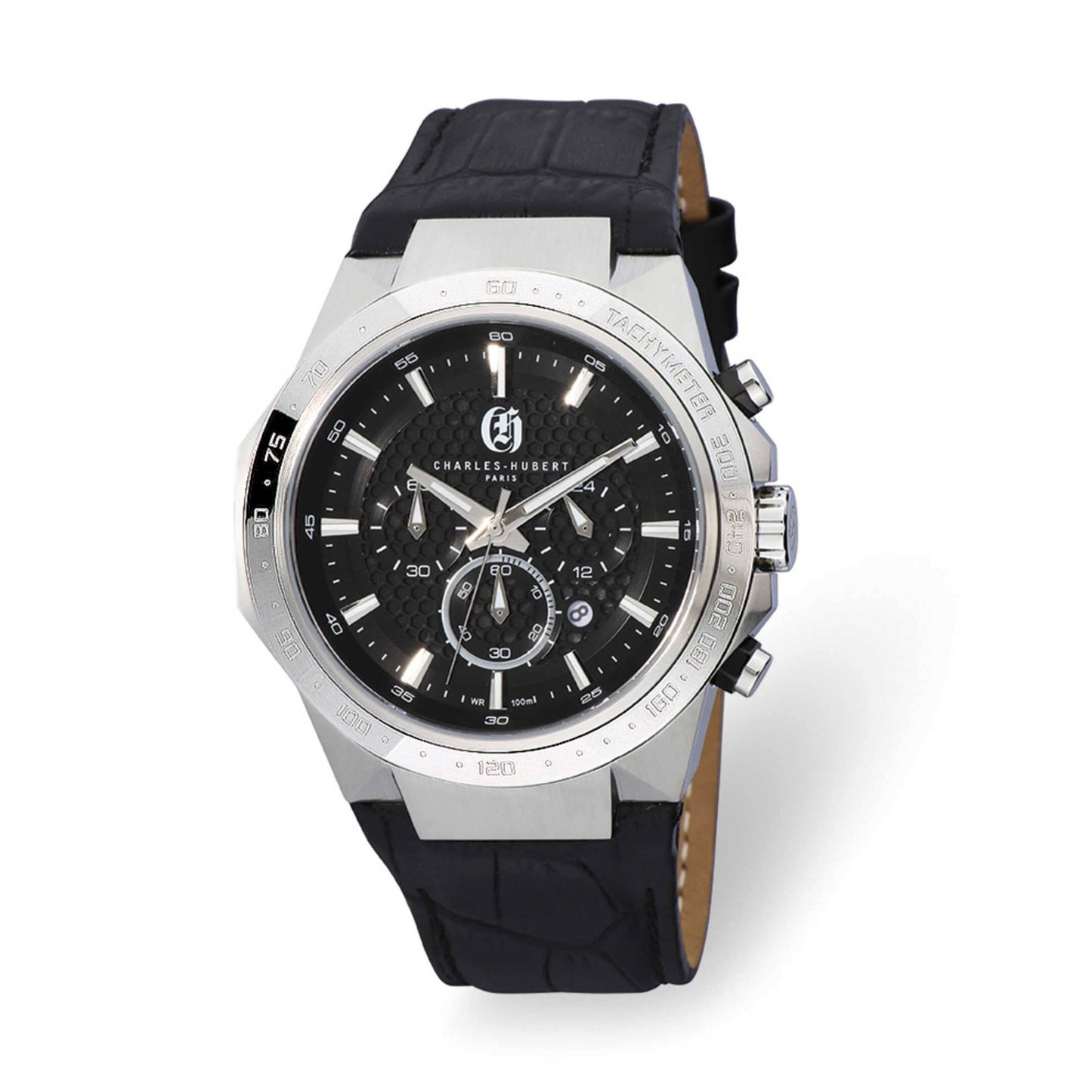 Charles Hubert Stainless Steel Band Chrono White/Black Dial, Rose/Black Dial, or Rose/Gray Dial Solar-Powered Watch