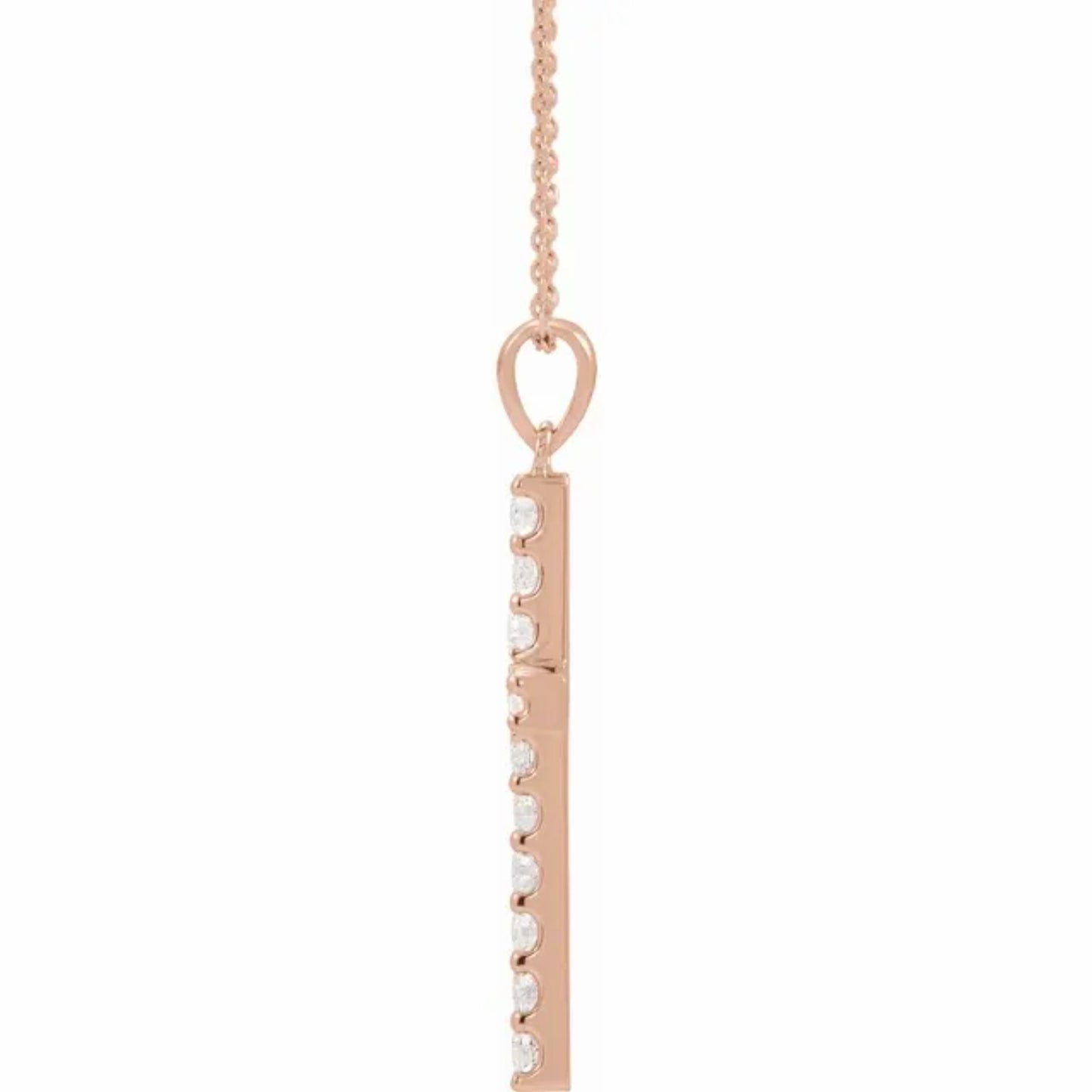 14K Yellow, White, or Rose Gold and Diamond Cross Necklace