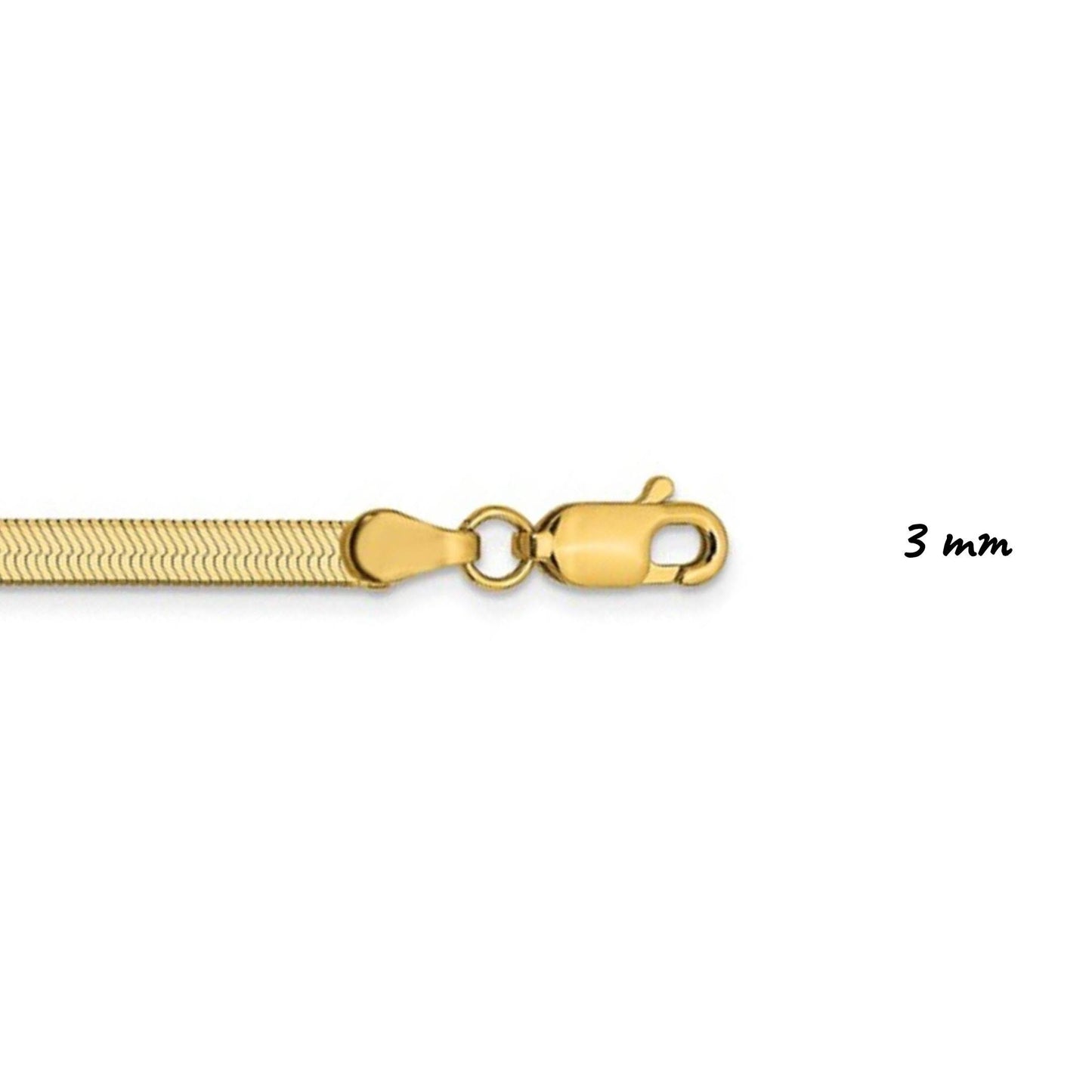 Solid 14K Yellow Gold Herringbone Necklace, 16"-30" Inch, 3.0 mm-10.0 mm Thick
