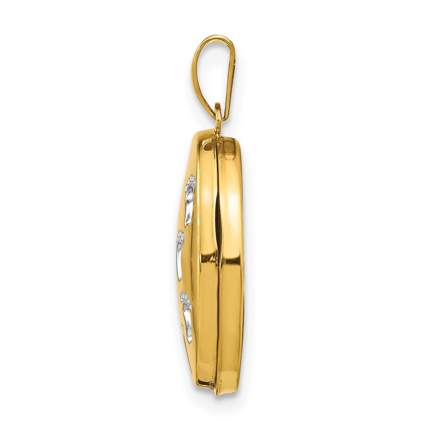 14K Yellow and White Gold Footprints Locket