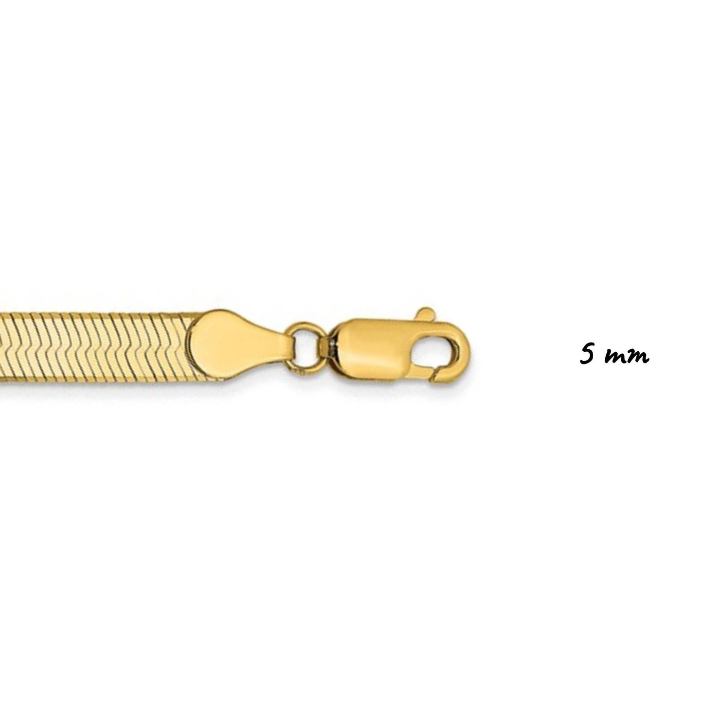 Solid 14K Yellow Gold Herringbone Necklace, 16"-30" Inch, 3.0 mm-10.0 mm Thick