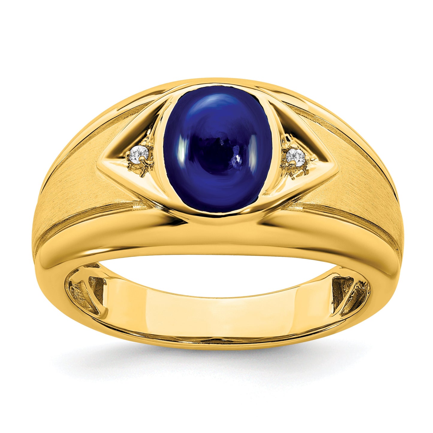 14K Yellow or White Gold and Created Ruby or Created Sapphire Diamond Ring