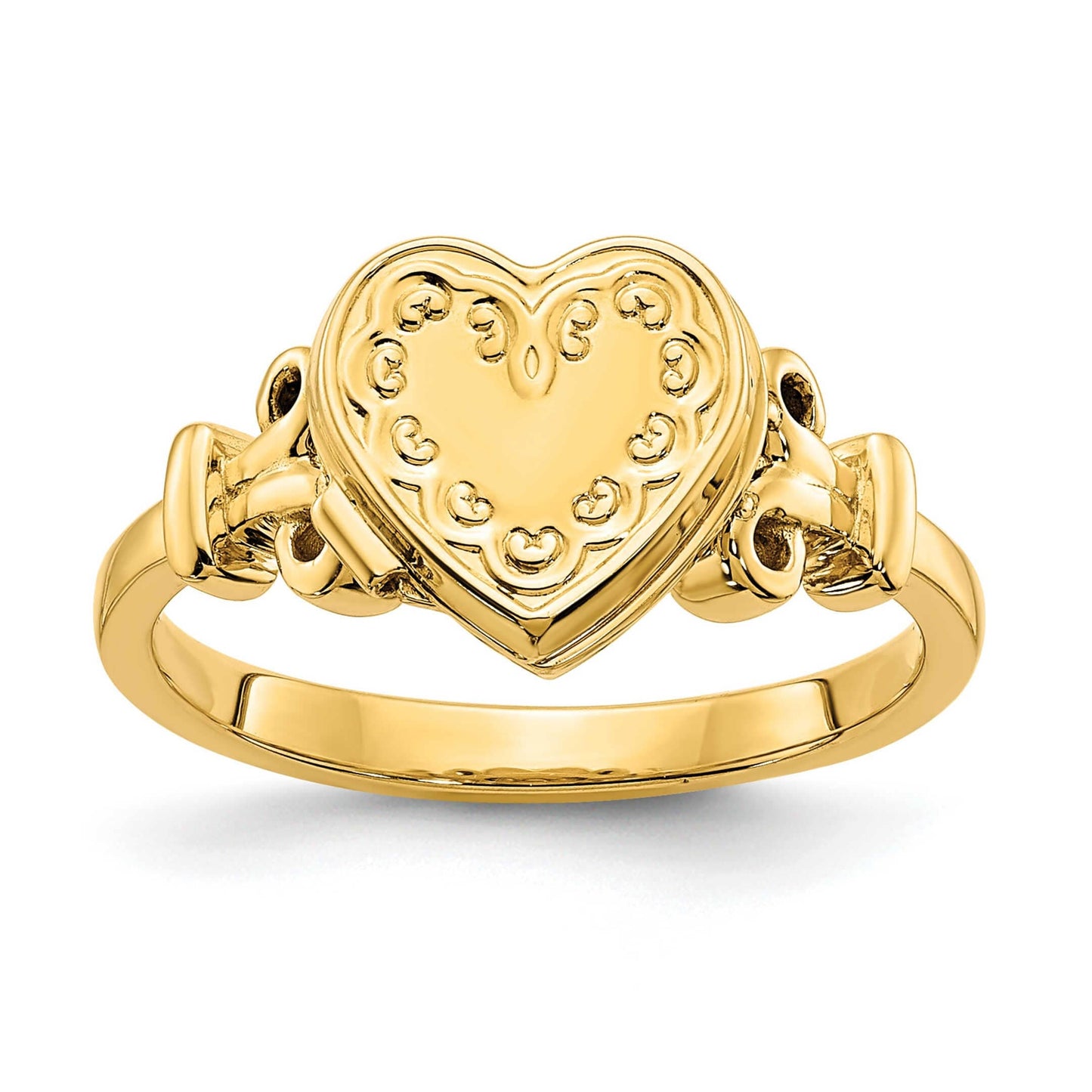 14K Yellow Gold Heart Shape Locket Ring with Elegant Design