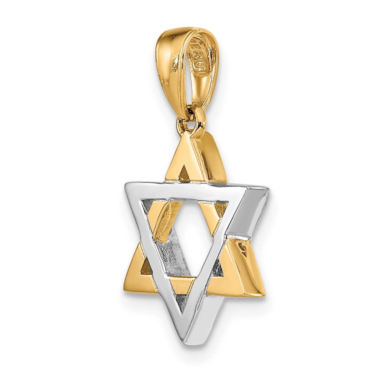 14K Yellow and White Gold Two-Tone Star of David Charm
